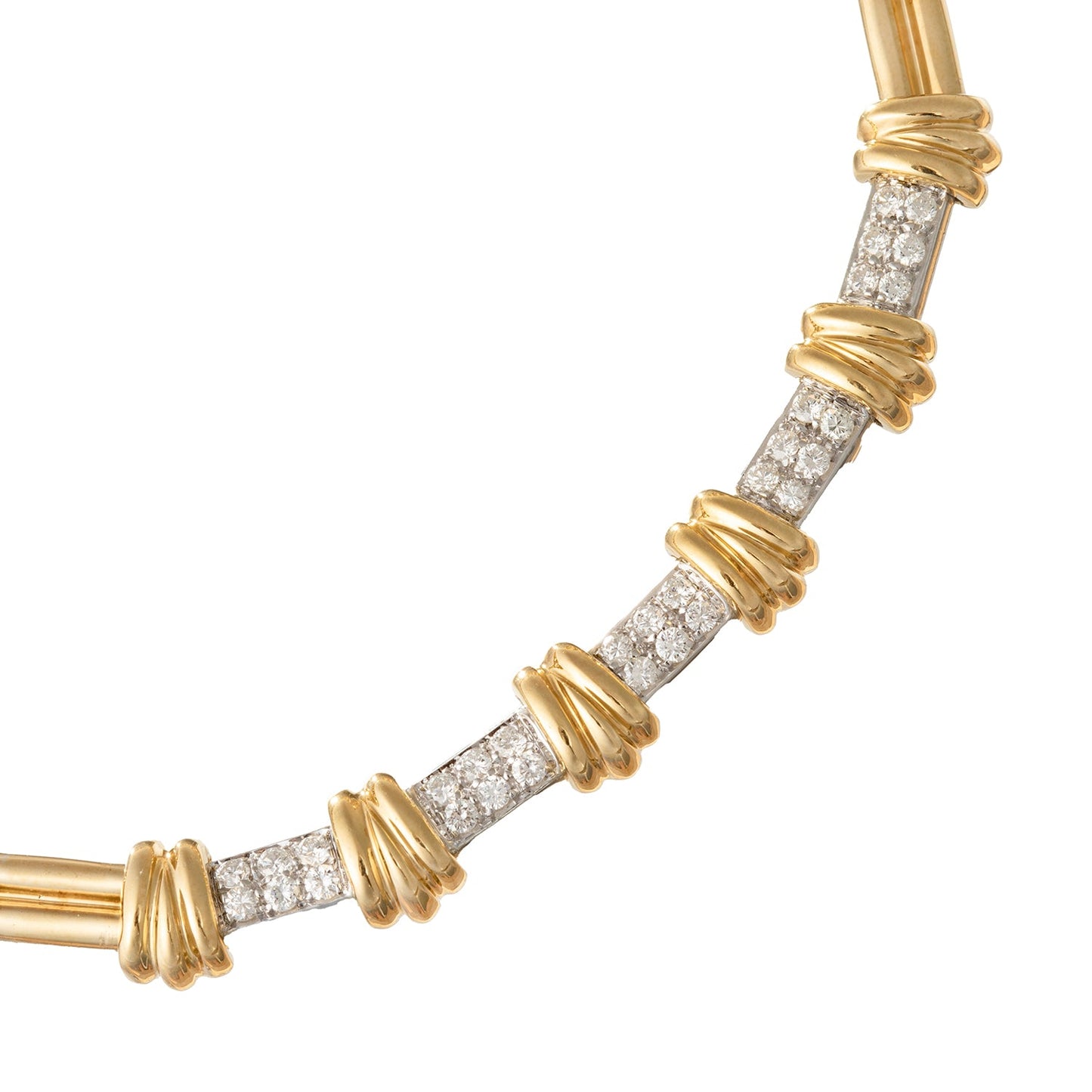 Estate Collection - 18k Yellow Gold Diamond Panel Link Necklace