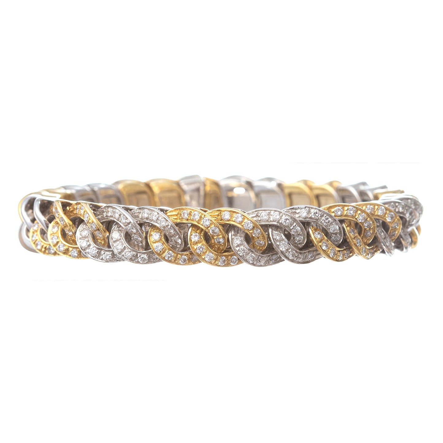 Estate Collection - 18k Yellow & White Gold Diamond Curb Link Cuff