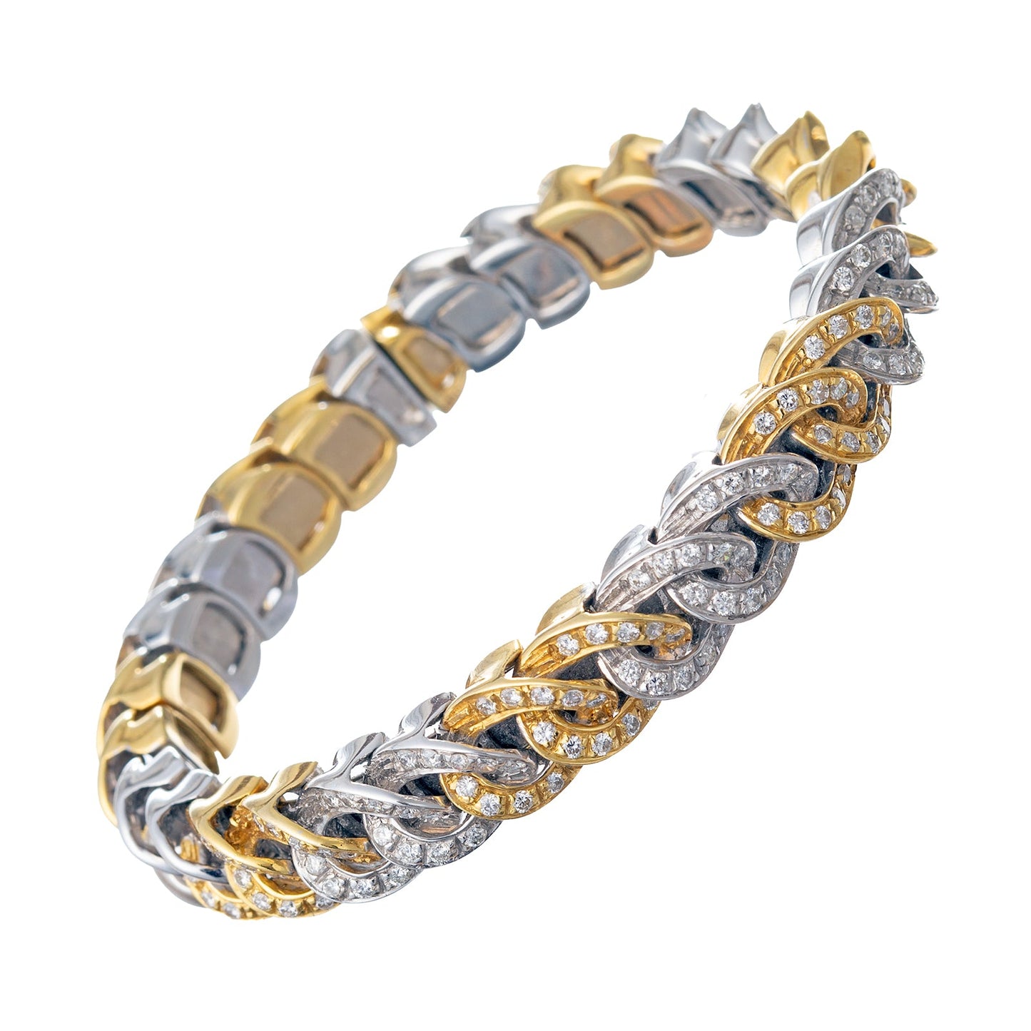 Estate Collection - 18k Yellow & White Gold Diamond Curb Link Cuff