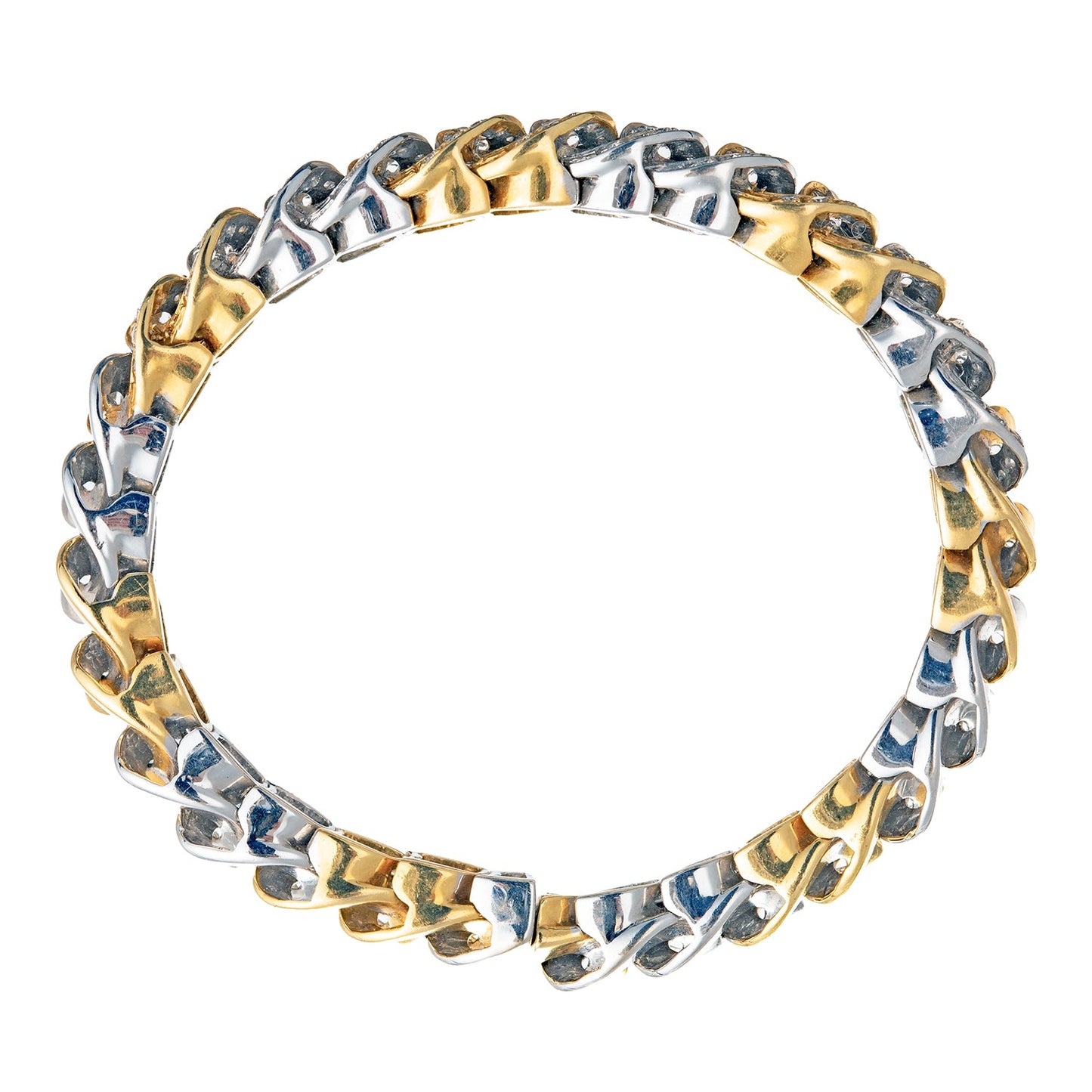 Estate Collection - 18k Yellow & White Gold Diamond Curb Link Cuff