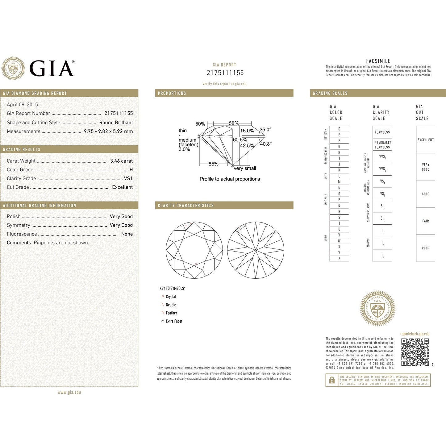 Estate Collection - 3.46ct Round Brilliant Diamond Engagement Ring (H/VS1)