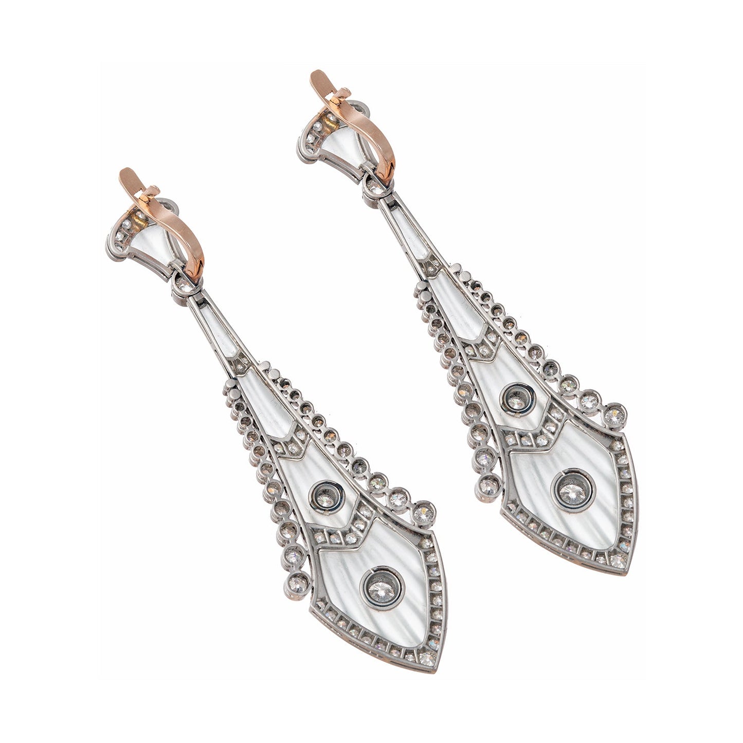 Estate Collection - Antique Platinum Rock Crystal Diamond Drop Earrings