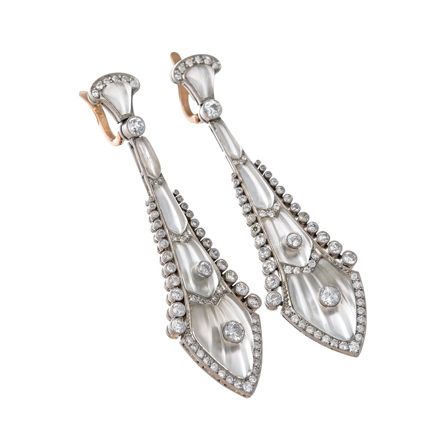 Estate Collection - Antique Platinum Rock Crystal Diamond Drop Earrings