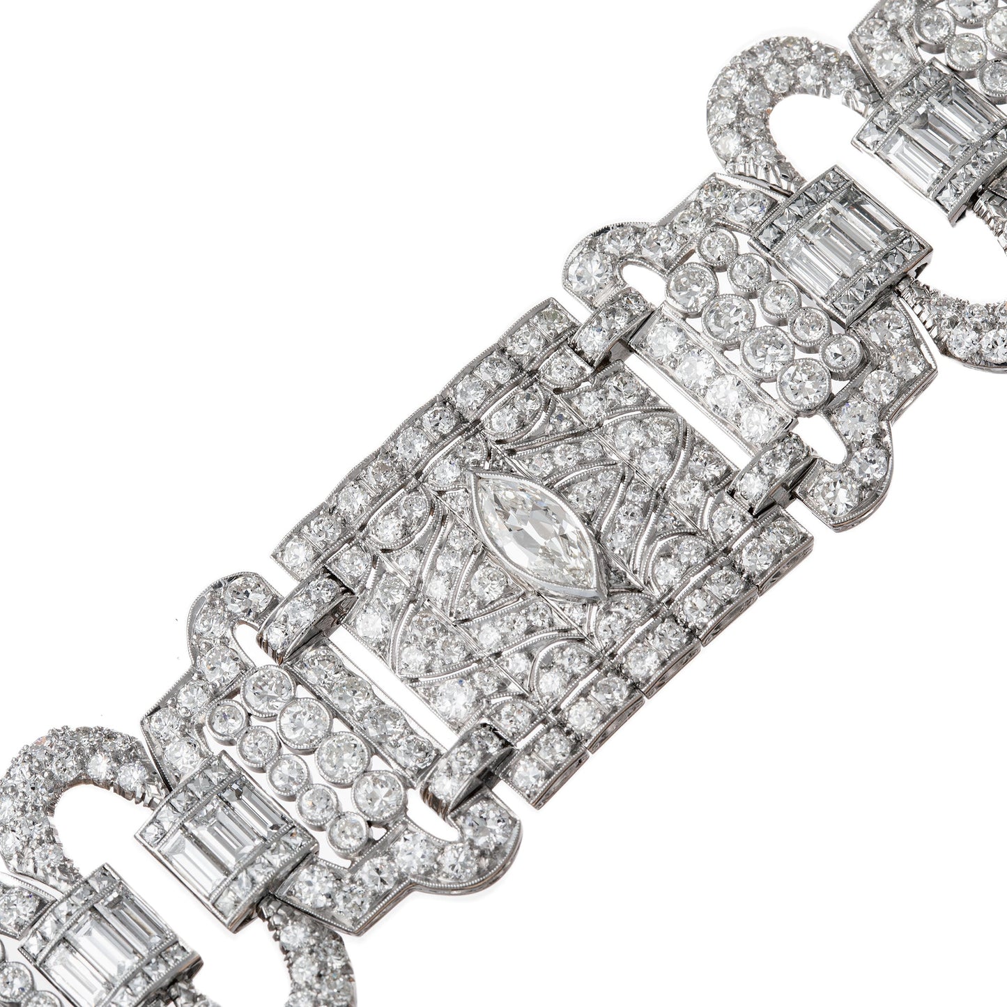 Estate Collection - Art Deco Platinum Diamond Wide Panel Bracelet