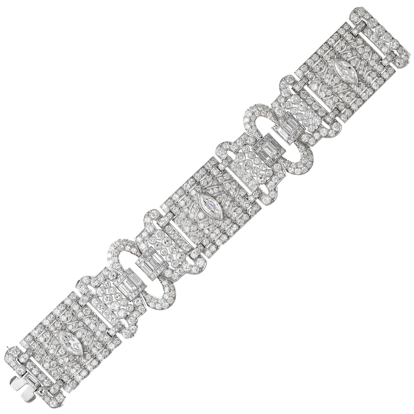 Estate Collection - Art Deco Platinum Diamond Wide Panel Bracelet