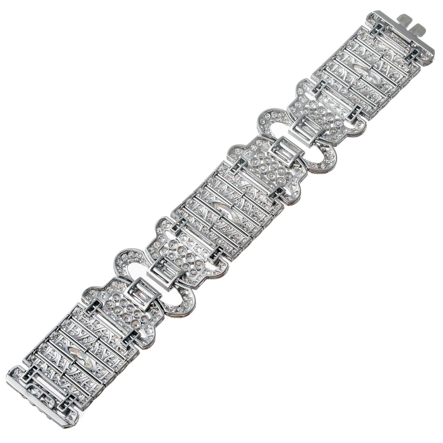 Estate Collection - Art Deco Platinum Diamond Wide Panel Bracelet