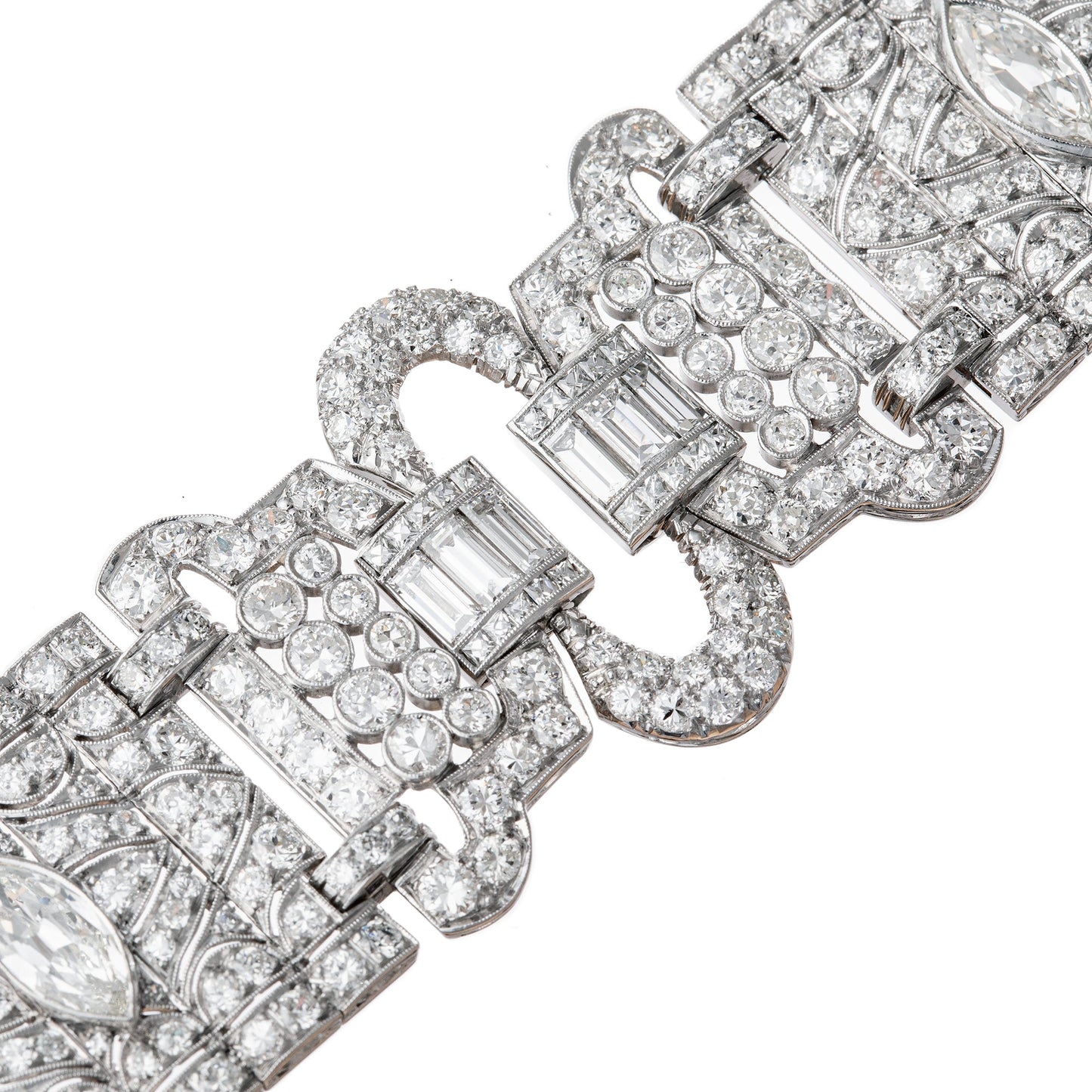 Estate Collection - Art Deco Platinum Diamond Wide Panel Bracelet