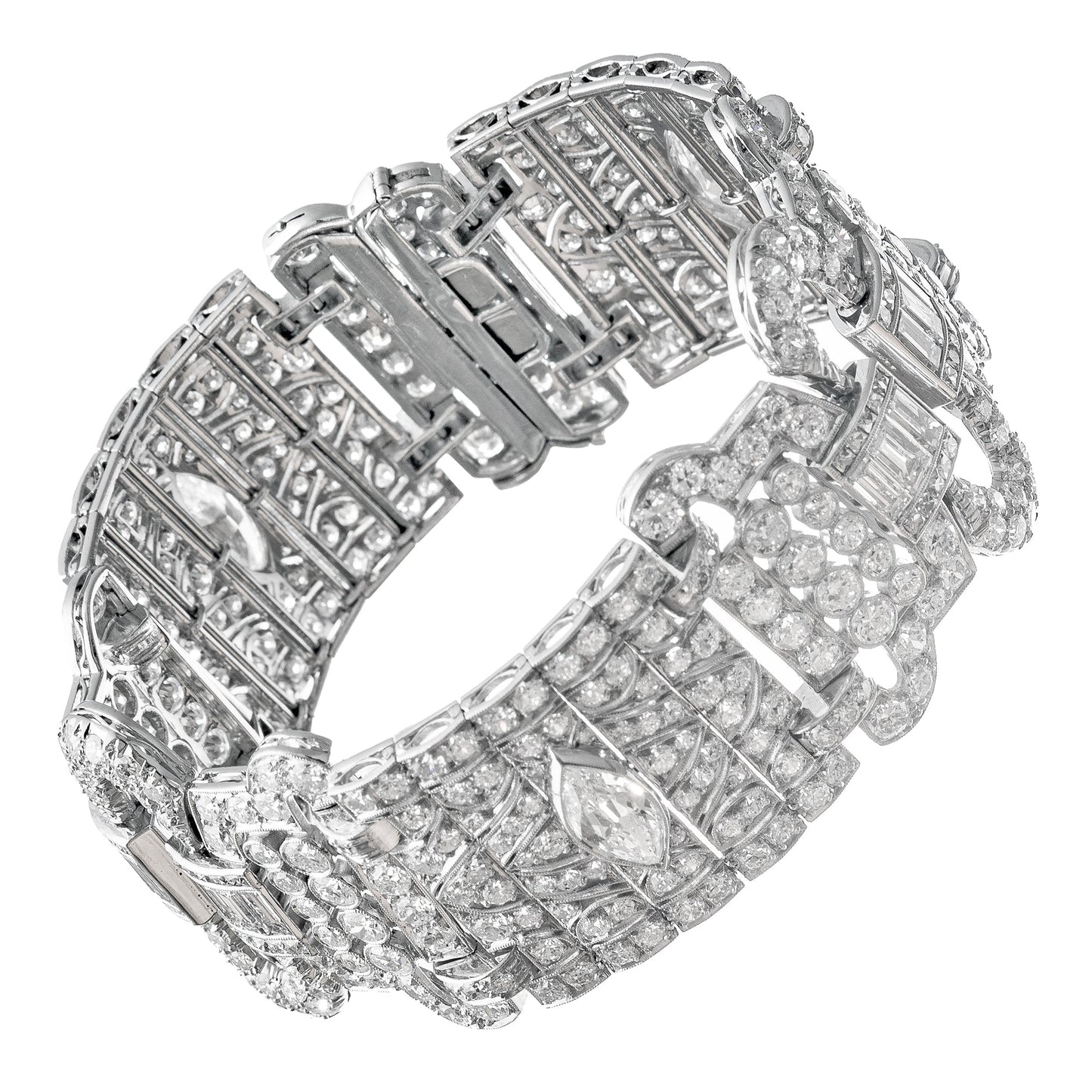 Estate Collection - Art Deco Platinum Diamond Wide Panel Bracelet