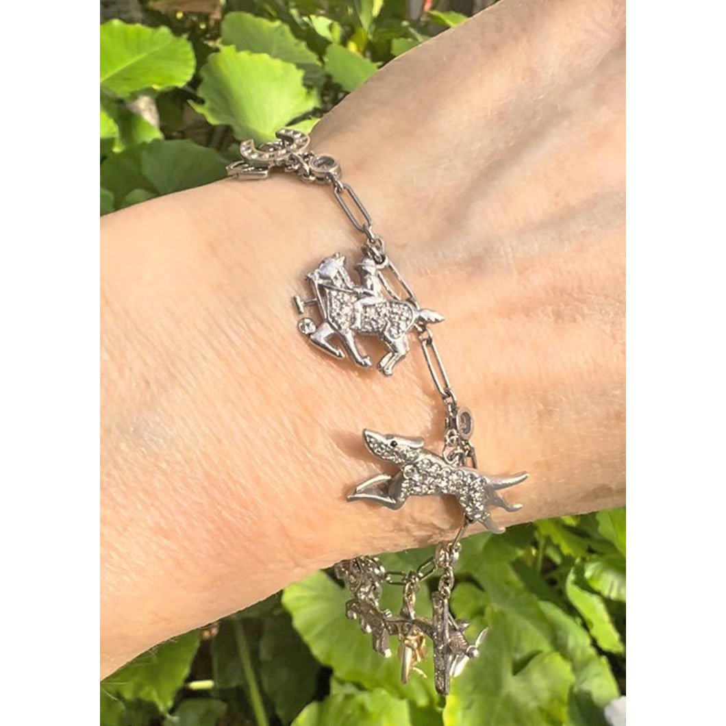 Estate Collection - Art Deco Platinum Gem - Set Charm Bracelet