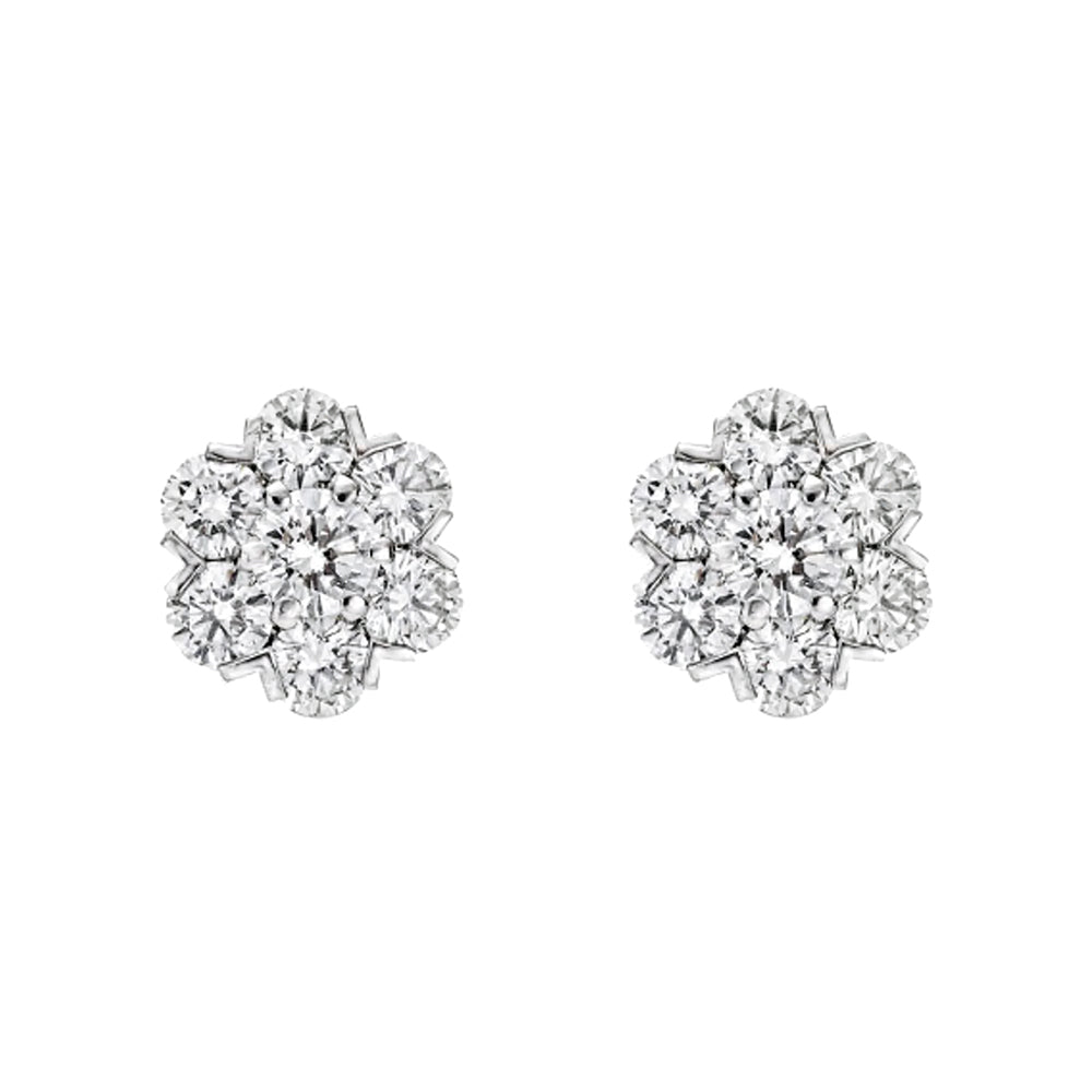 Estate Collection - Platinum Diamond Cluster Stud Earrings