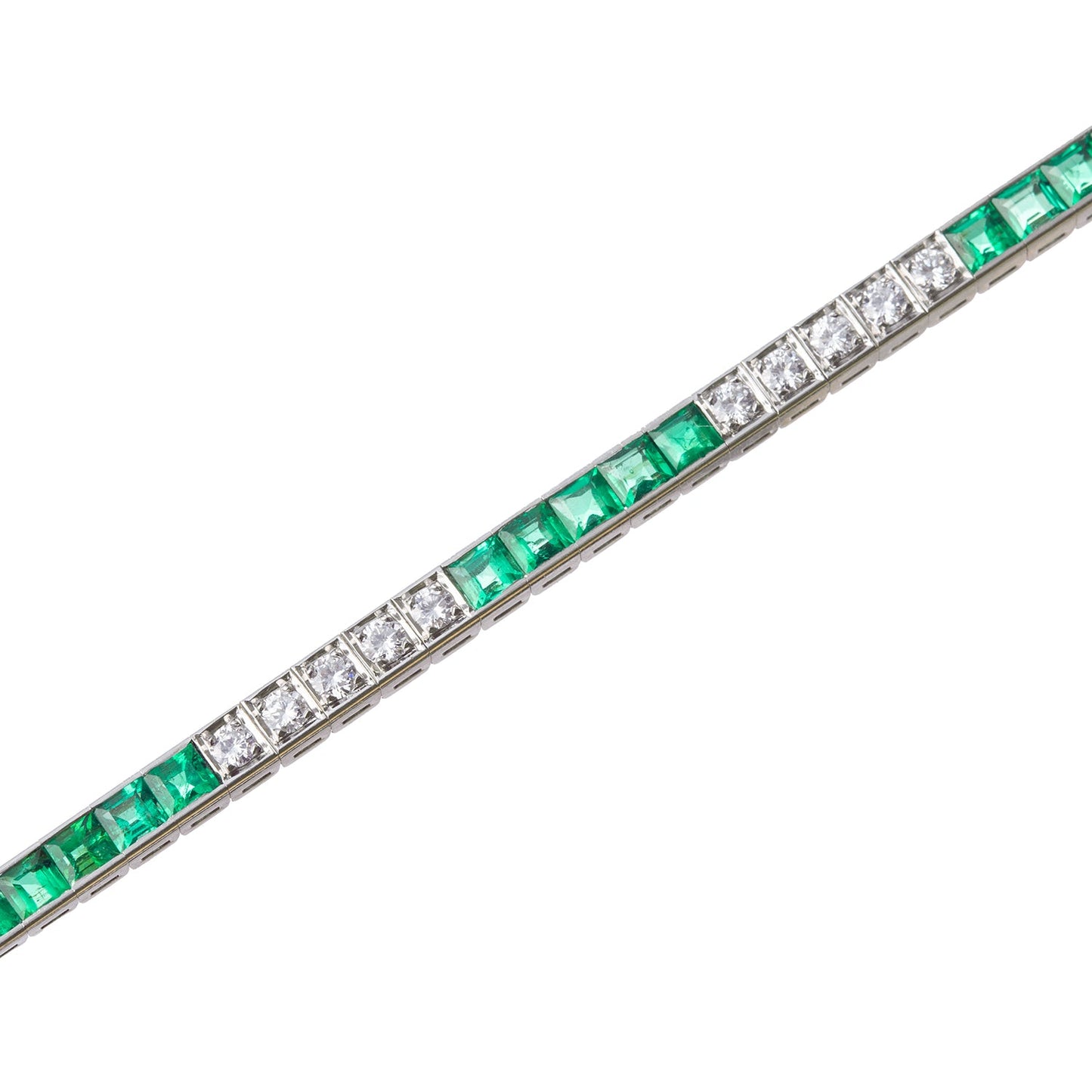 Estate Collection - Platinum Emerald Diamond Line Bracelet