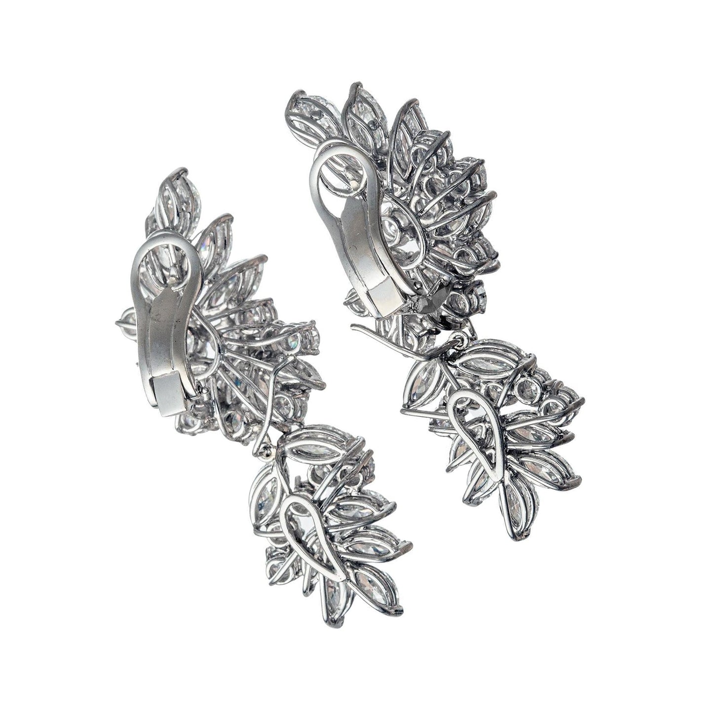 Estate Collection - Platinum Mixed - Cut Diamond Cluster Drop Earrings