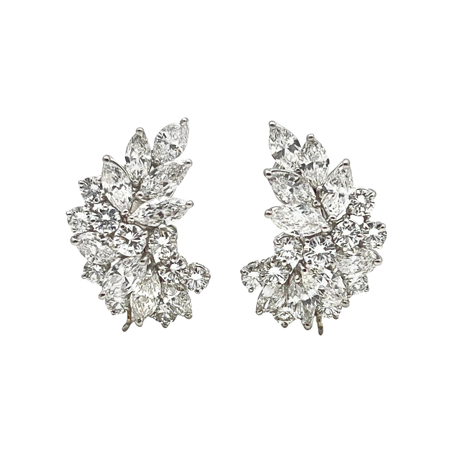 Estate Collection - Platinum Mixed - Cut Diamond Cluster Drop Earrings