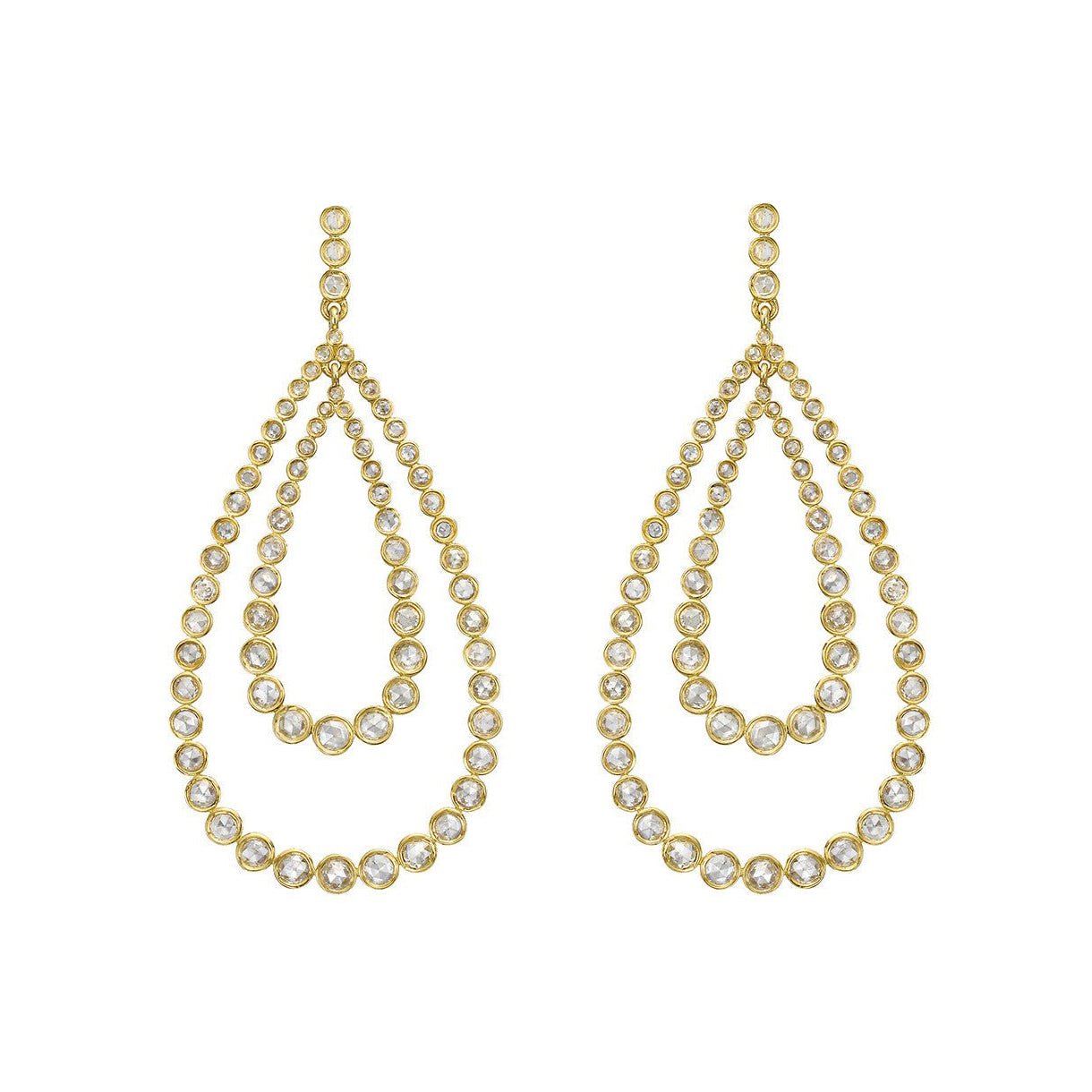 Estate Collection - Rose-Cut Diamond Double Pear Drop Earrings