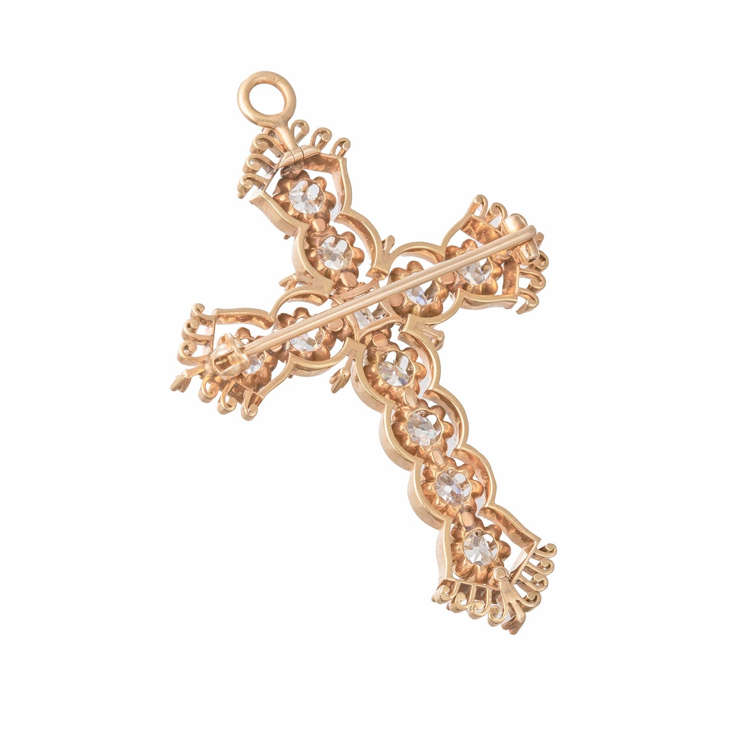 Estate Collection - Victorian Gold Old Mine Diamond Cross Pendant Brooch