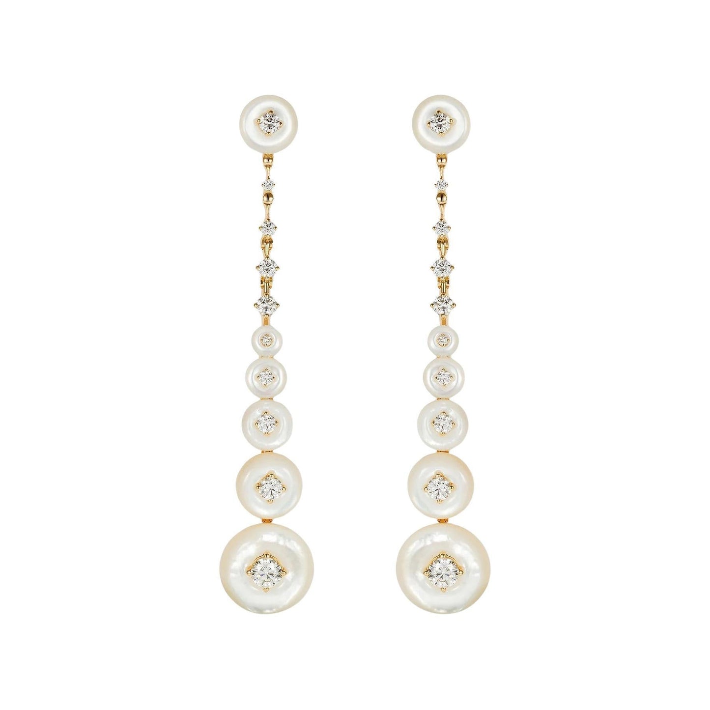 Fernando Jorge - Mother - of - Pearl Diamond Surrounding Long Earrings