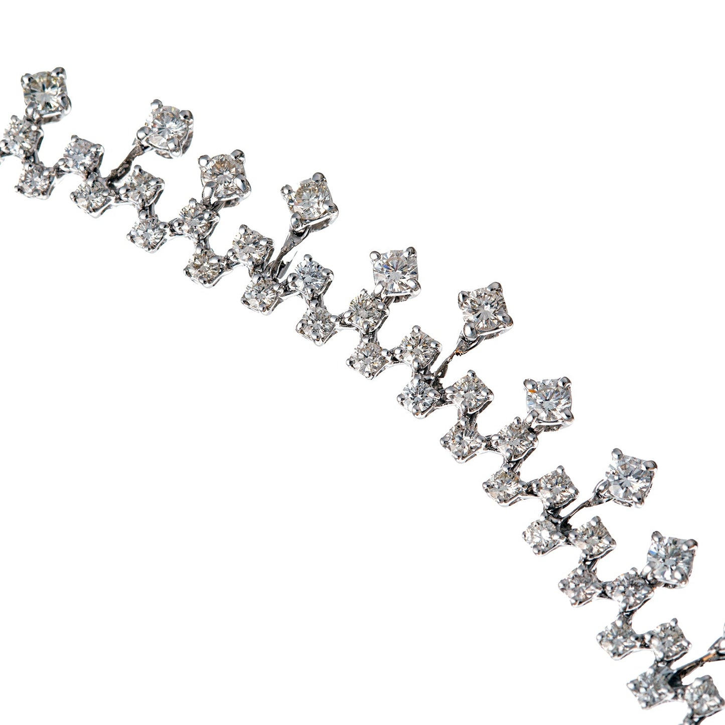 Giovane - 18k White Gold Diamond Lace Necklace