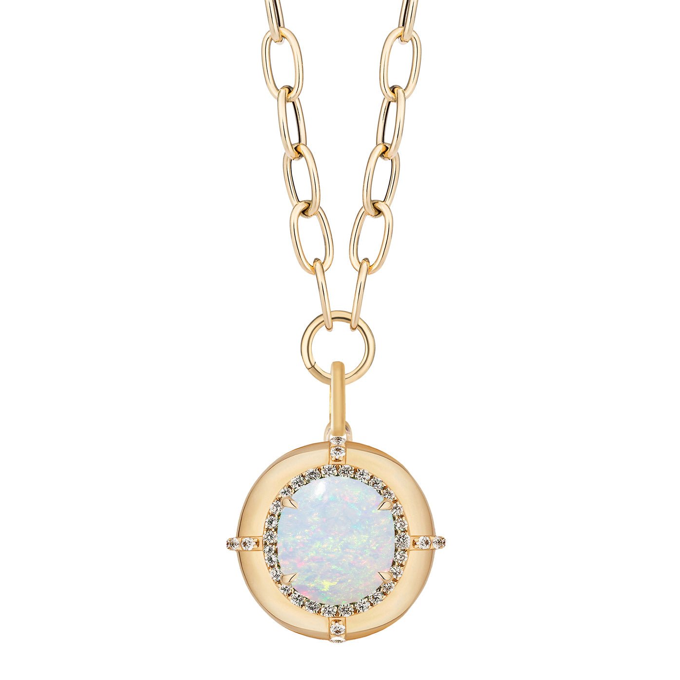 Goshwara - 18k Yellow Gold Opal Diamond Pendant Necklace