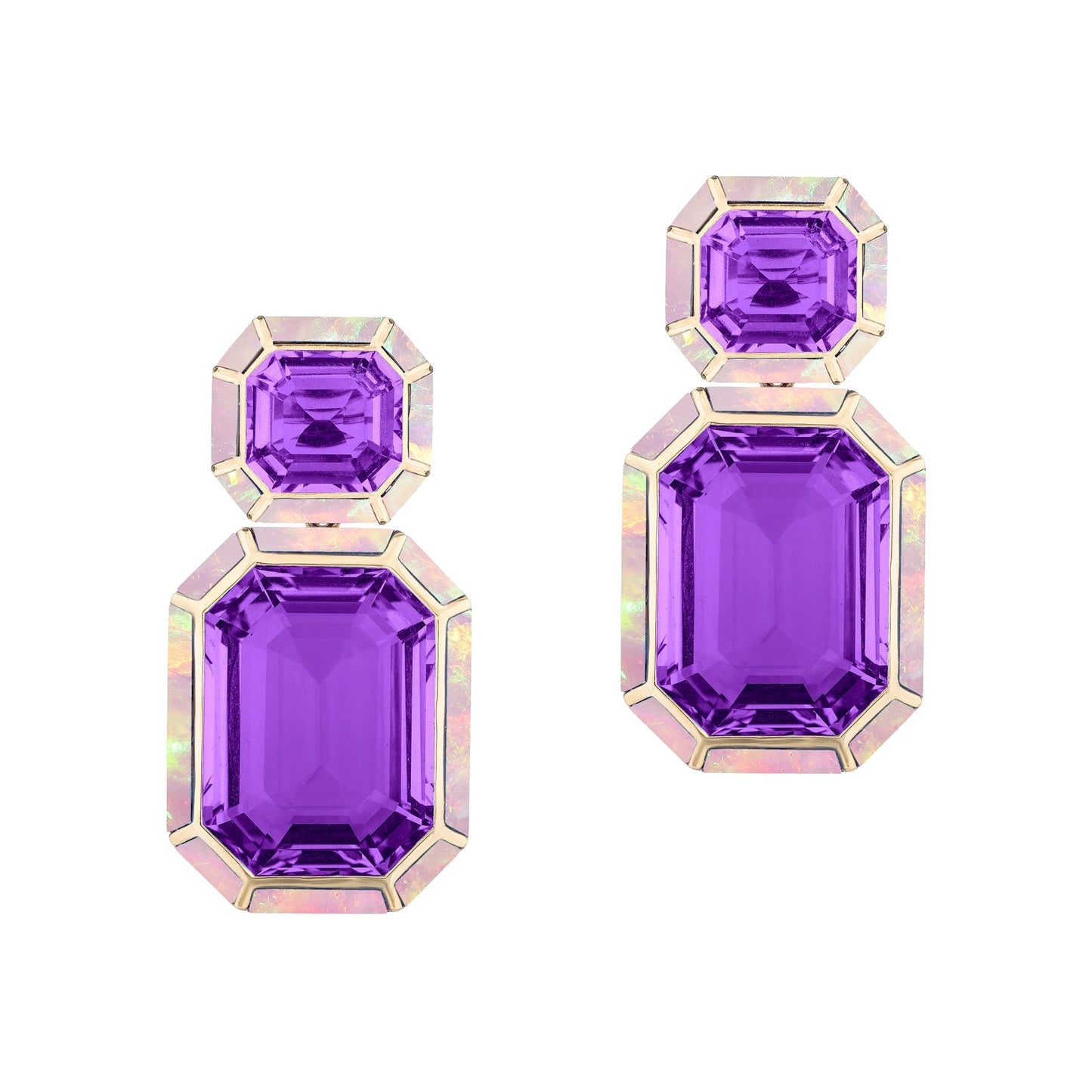 Goshwara - Amethyst Pink Opal Drop Earrings
