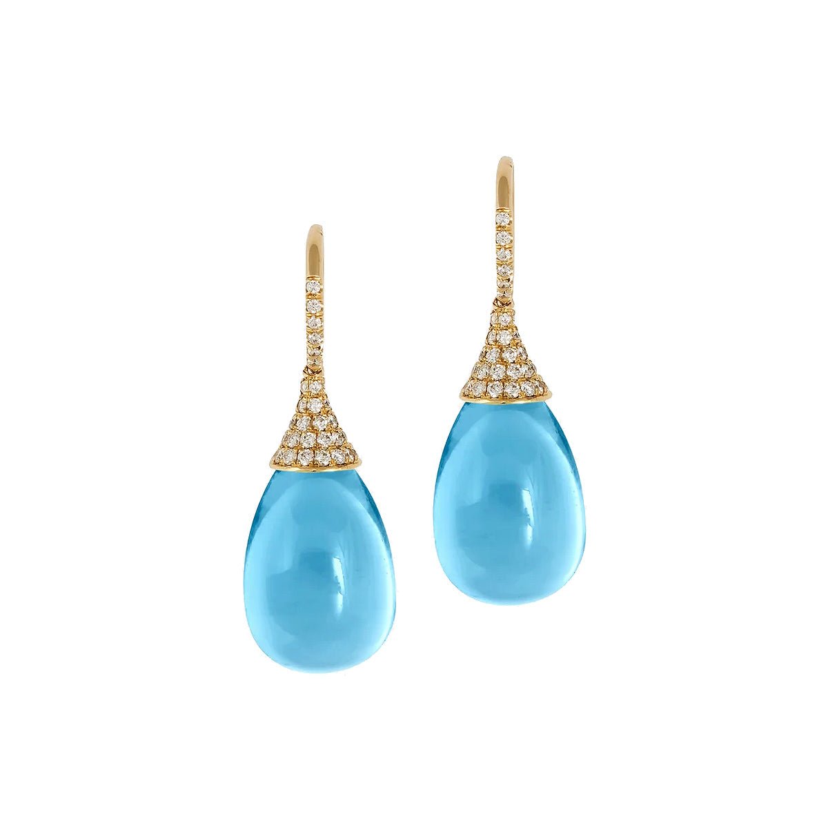 Goshwara - Blue Topaz Diamond Drop Earrings