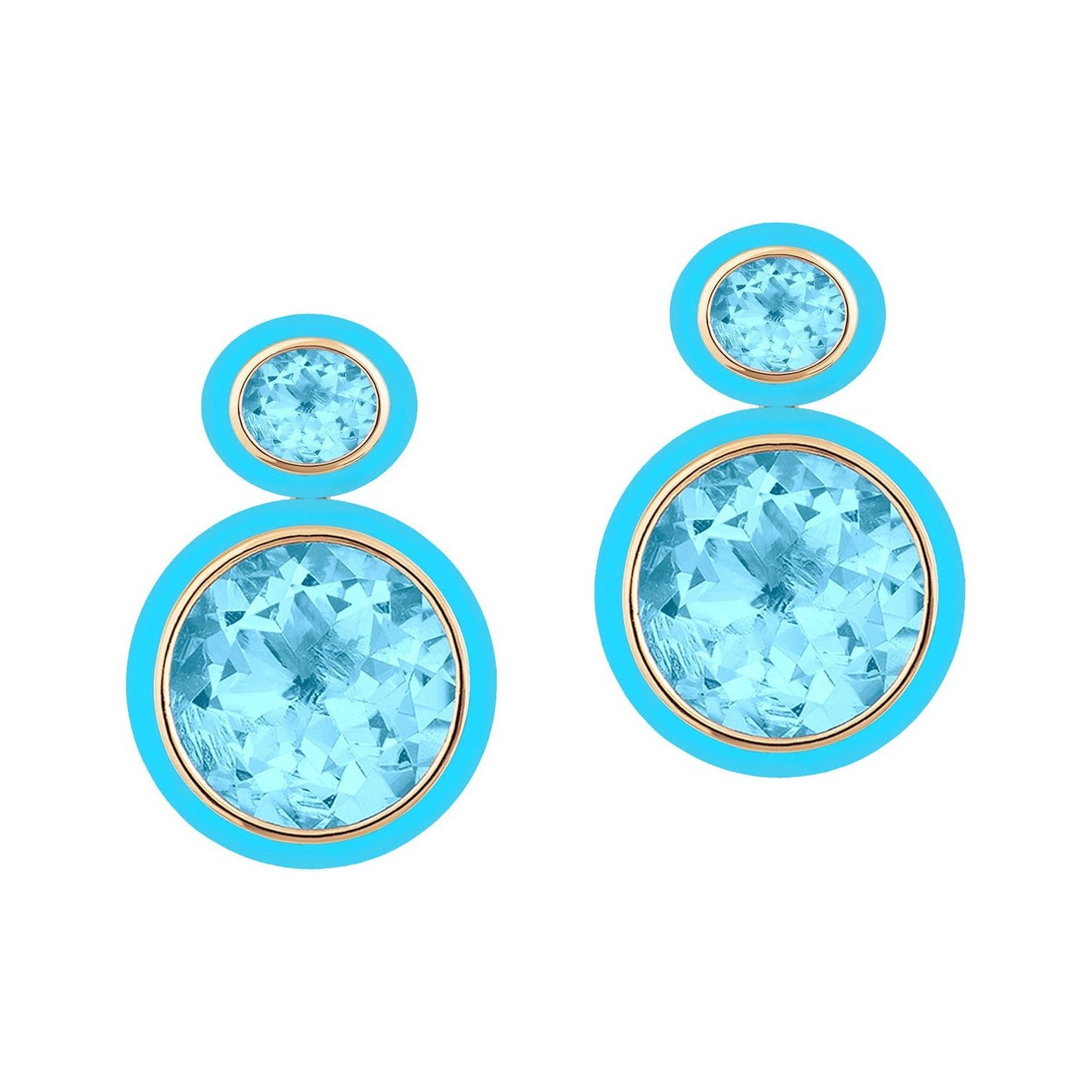 Goshwara - Blue Topaz Turquoise Melange Double - Drop Earrings