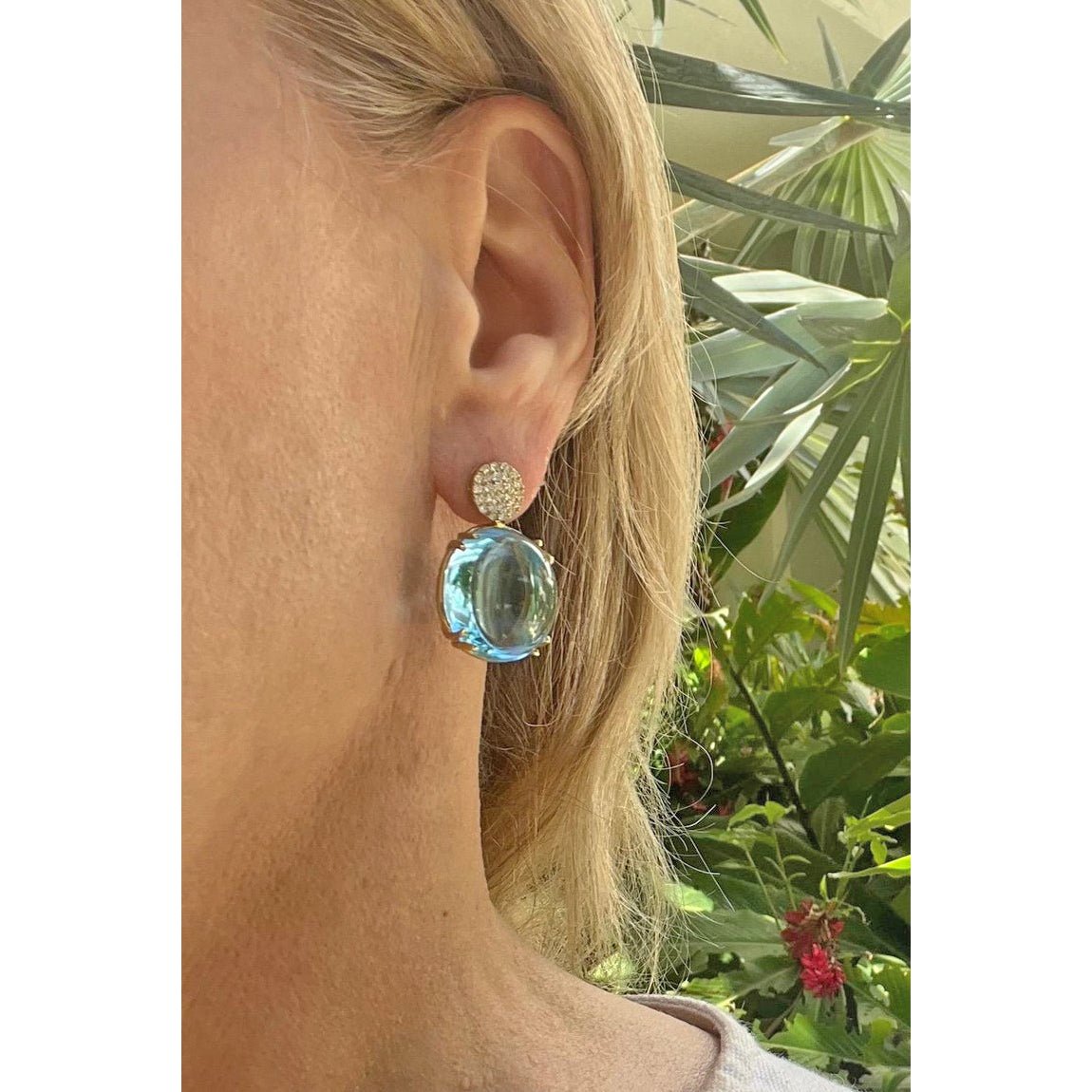 Goshwara - Estate Blue Topaz Diamond Drop Earrings