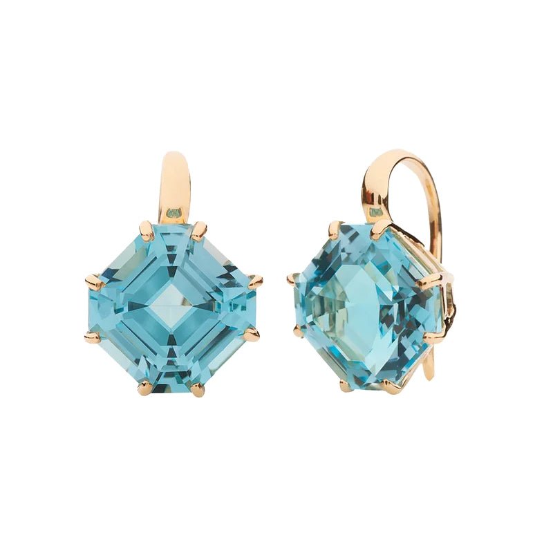 Goshwara - Estate Blue Topaz Square Emerald - Cut Earrings