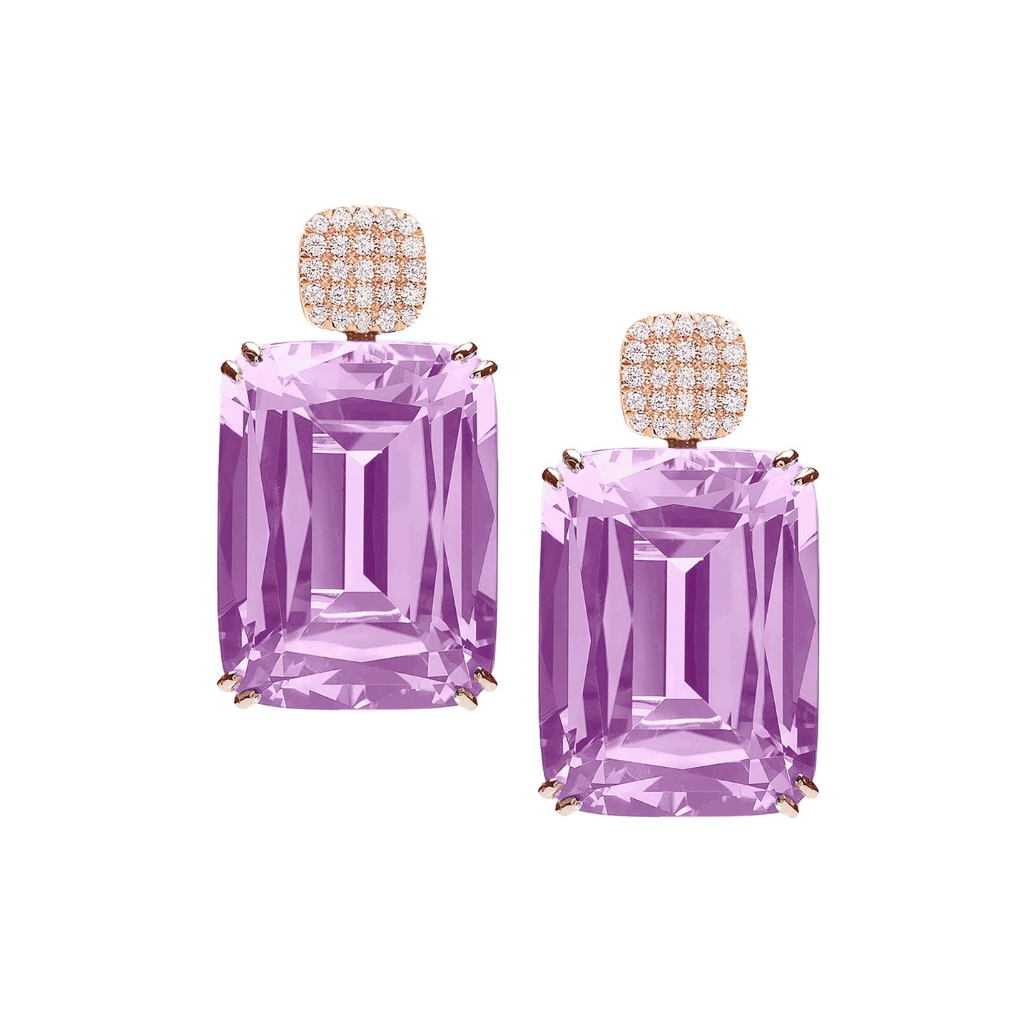 Goshwara - Lavender Amethyst Diamond Drop Earrings