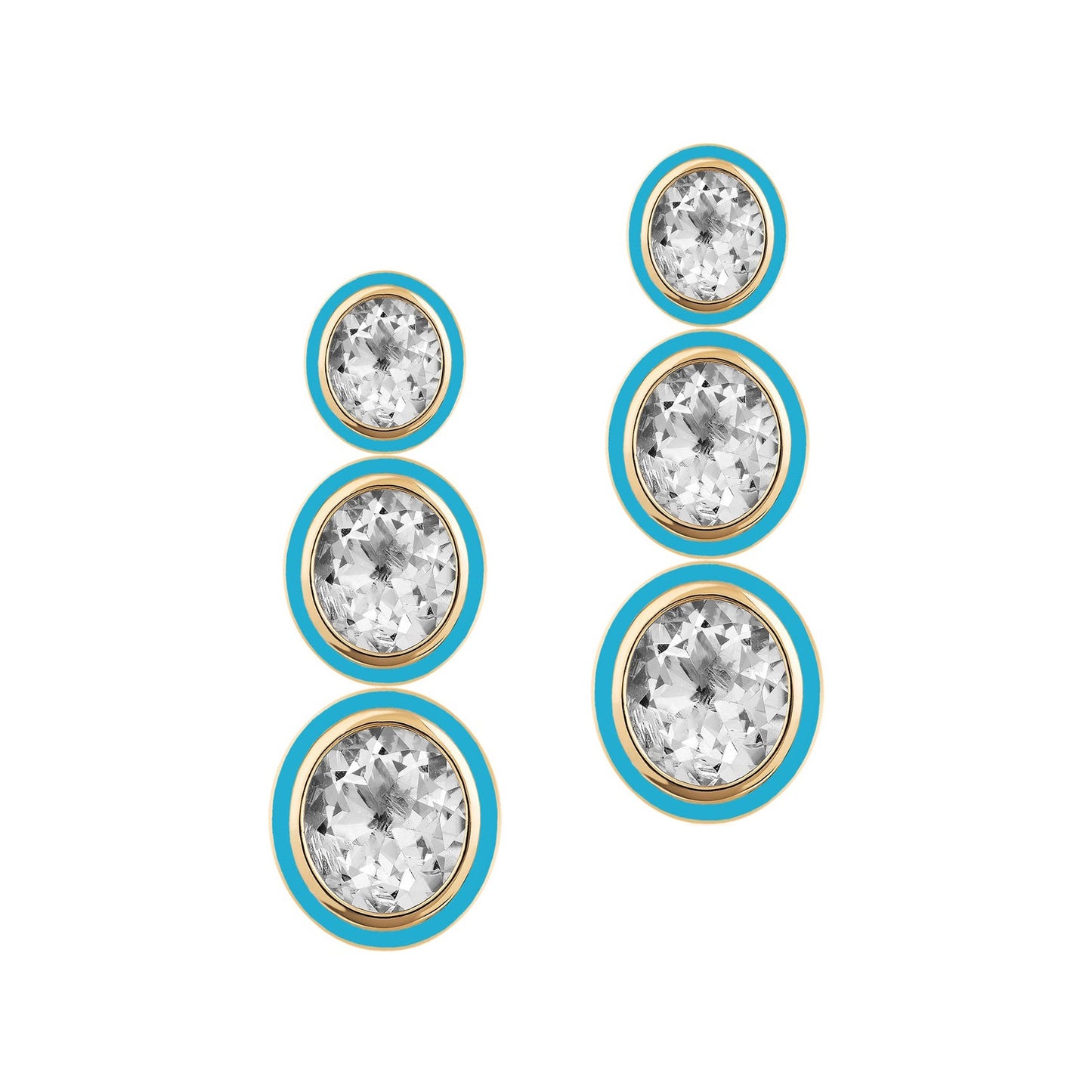 Goshwara - Rock Crystal Turquoise Melange Oval Drop Earrings