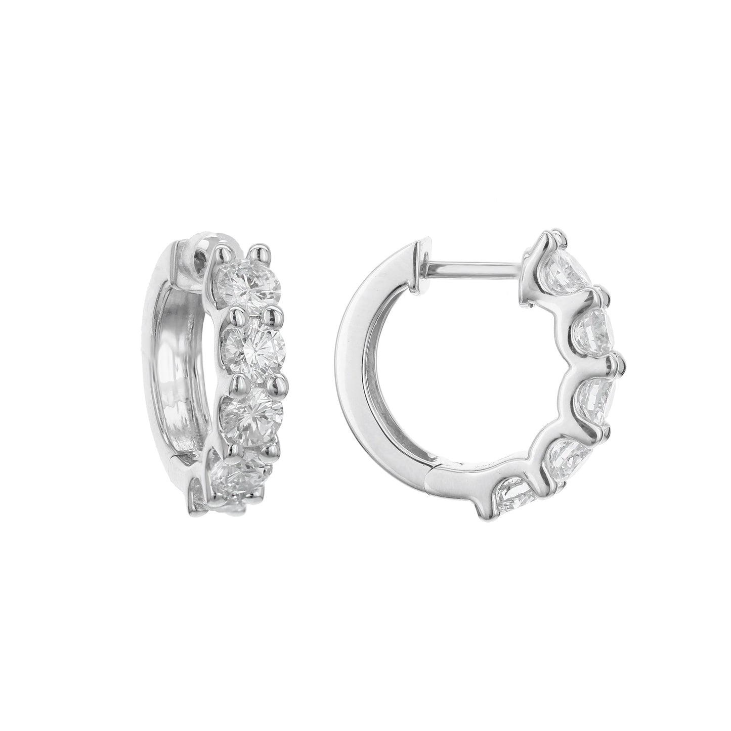Greenleaf & Crosby - 18k White Gold Diamond Huggie Hoop Earrings (2tcw)