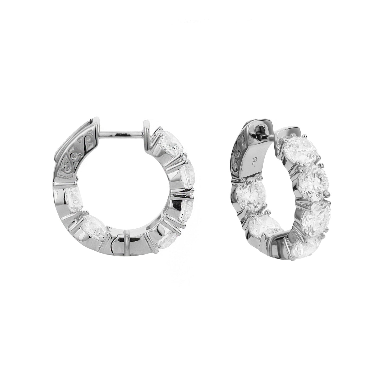 Greenleaf & Crosby - 18k White Gold Diamond Huggie Hoop Earrings (6tcw)