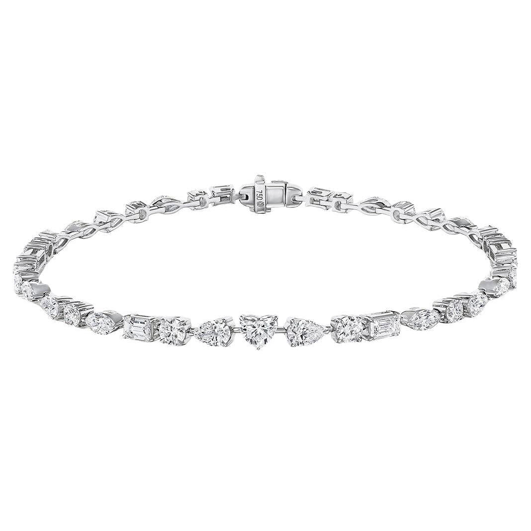 Greenleaf & Crosby - 18k White Gold Mixed - Cut Diamond Line Bracelet