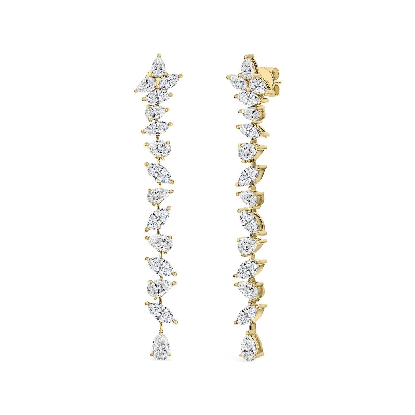 Greenleaf & Crosby - 18k Yellow Gold Mixed - Cut Diamond Drop Earrings