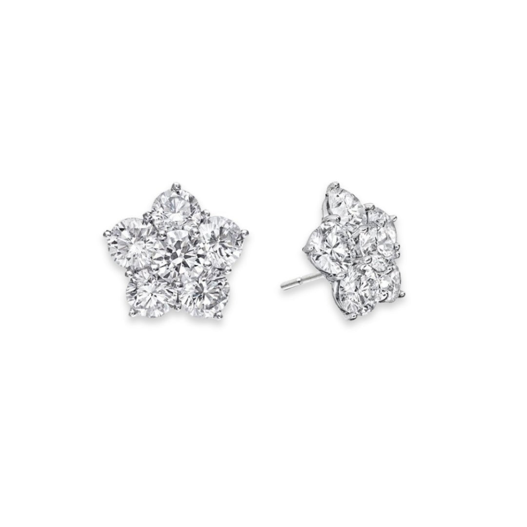 Greenleaf & Crosby - Small Diamond Flower Cluster Stud Earrings (1.20ct)