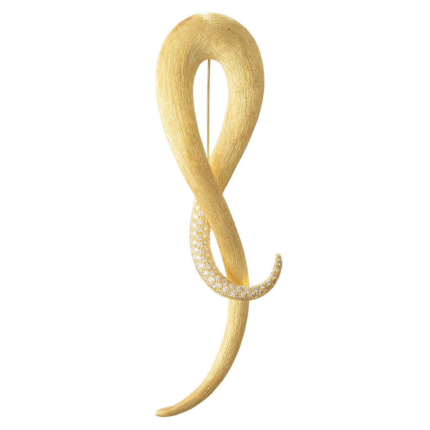 Henry Dunay - 18k Yellow Gold Diamond Sabi Ribbon Brooch