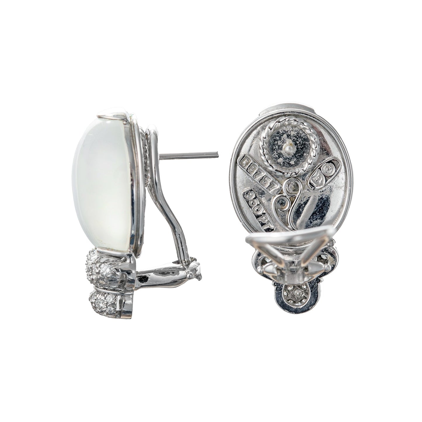 Henry Dunay - Platinum Cat's Eye Moonstone Diamond Earrings