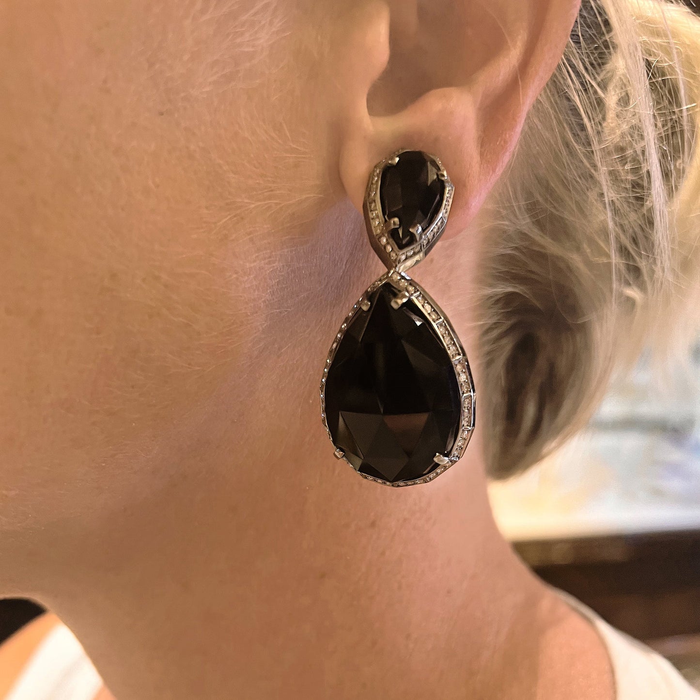 Jack Vartanian - Black Onyx Diamond Drop Earrings