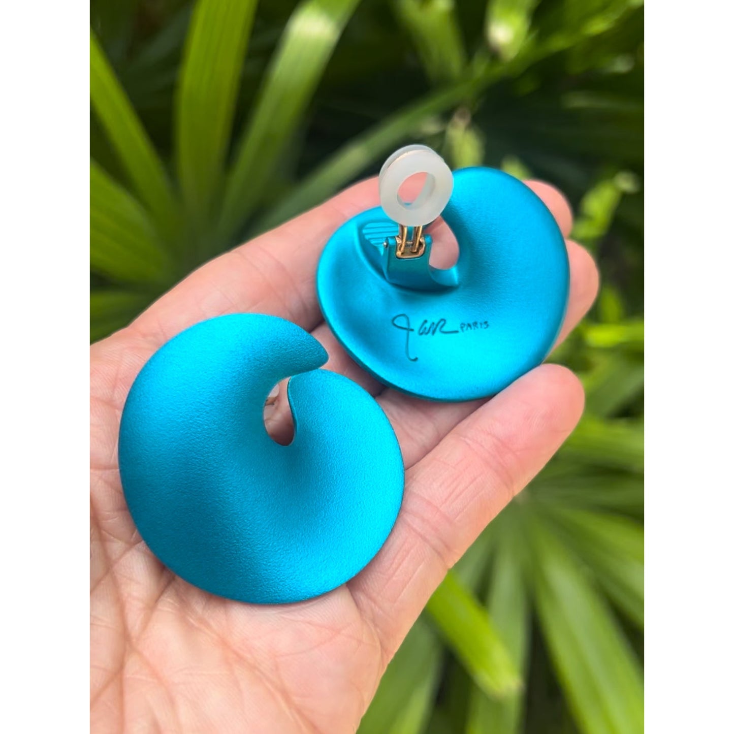 JAR - Blue Aluminum Gold Valerie Clip Earrings