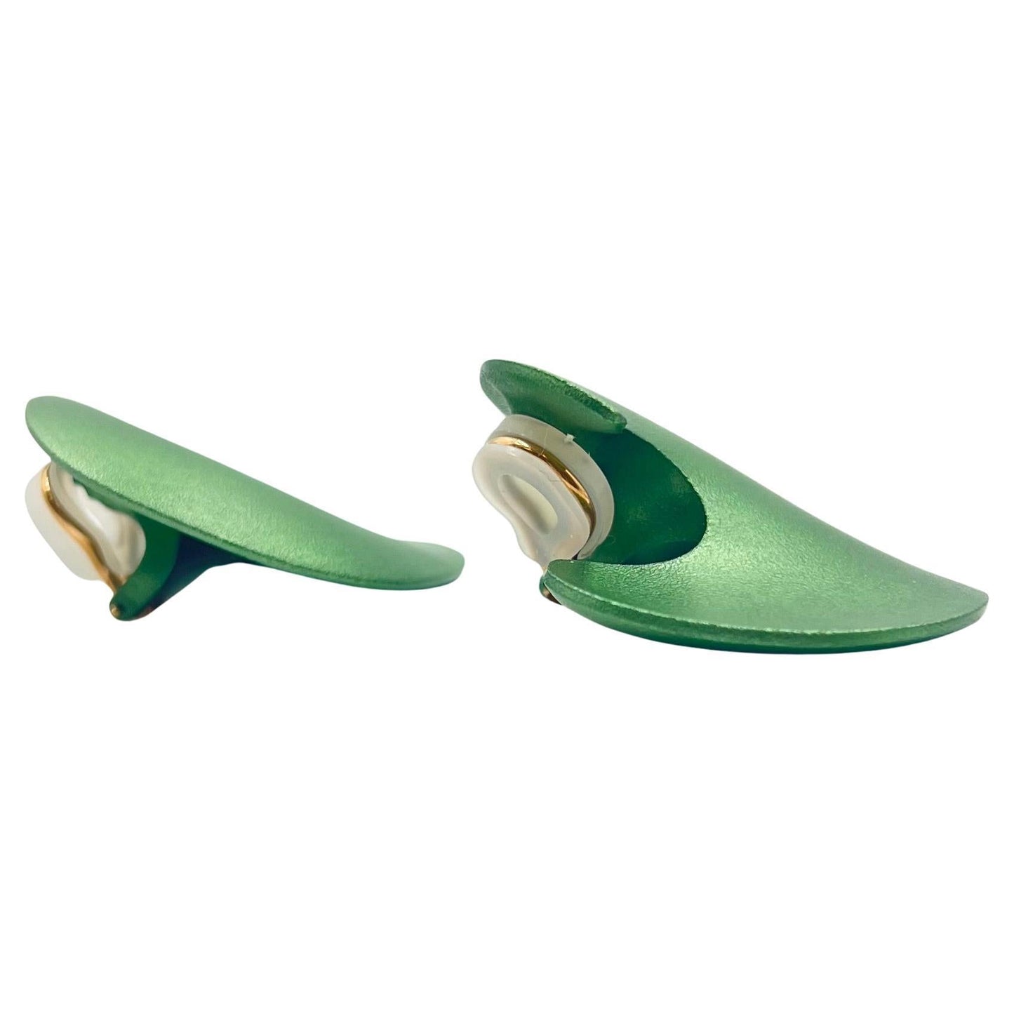 JAR - Green Aluminum Gold Valerie Clip Earrings