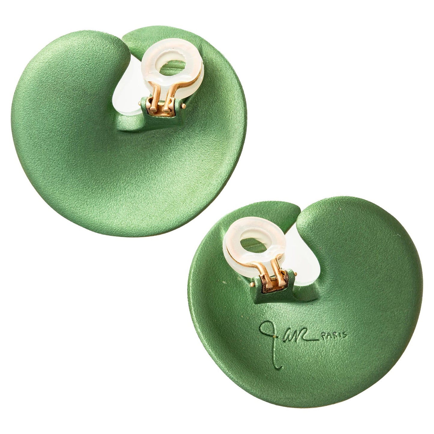 JAR - Green Aluminum Gold Valerie Clip Earrings