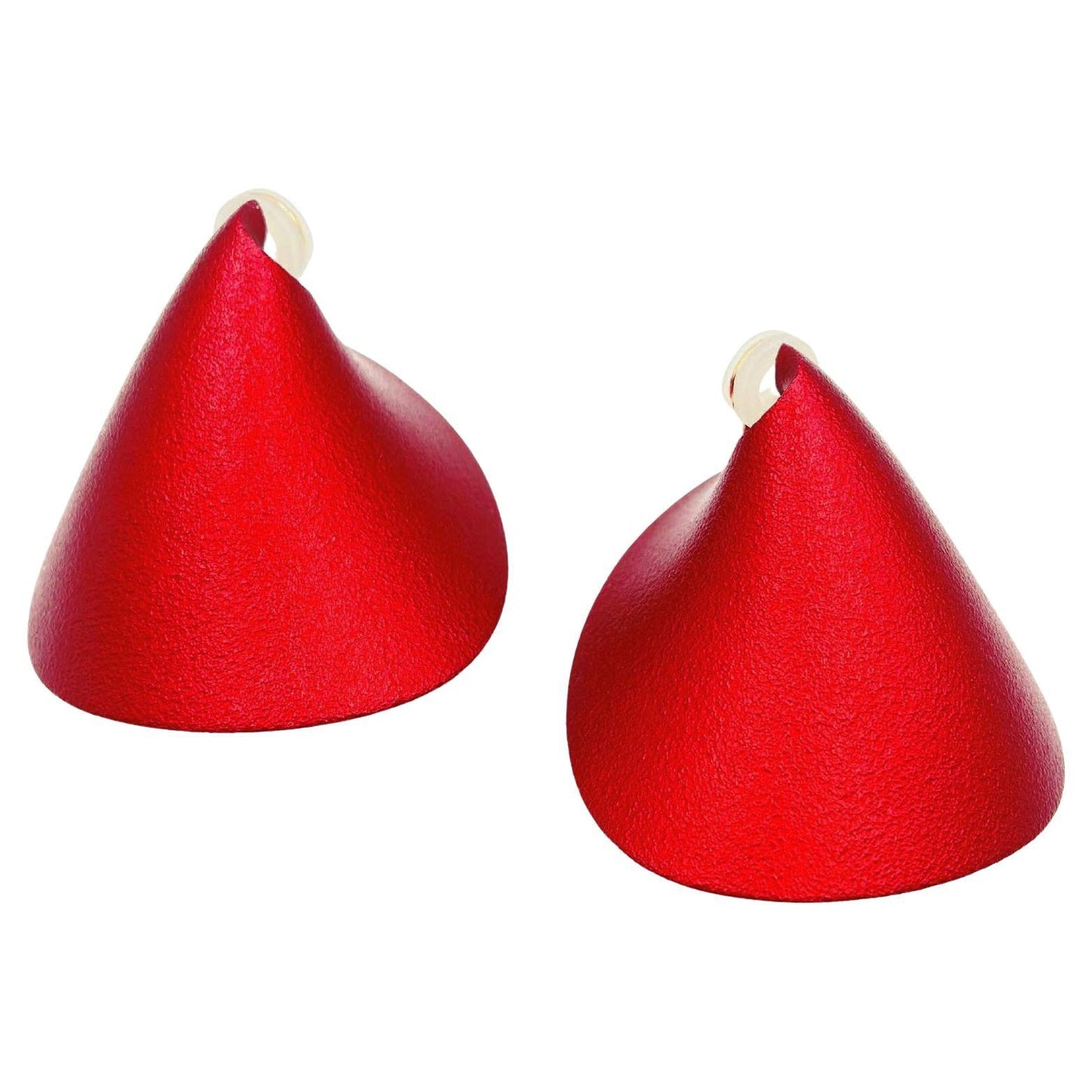 JAR - Red Aluminum Gold Voiles Clip Earrings