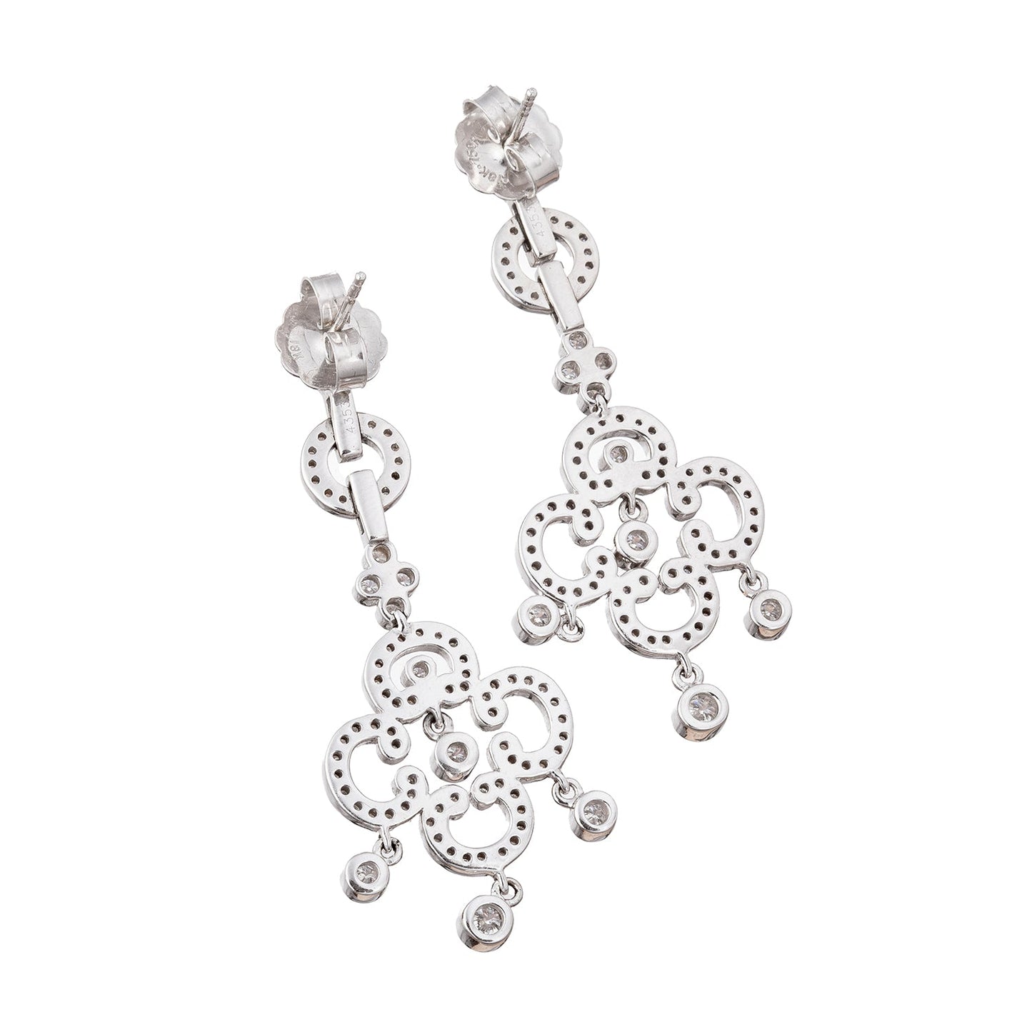 Kwiat - 18k White Gold Diamond Deco Drop Earrings