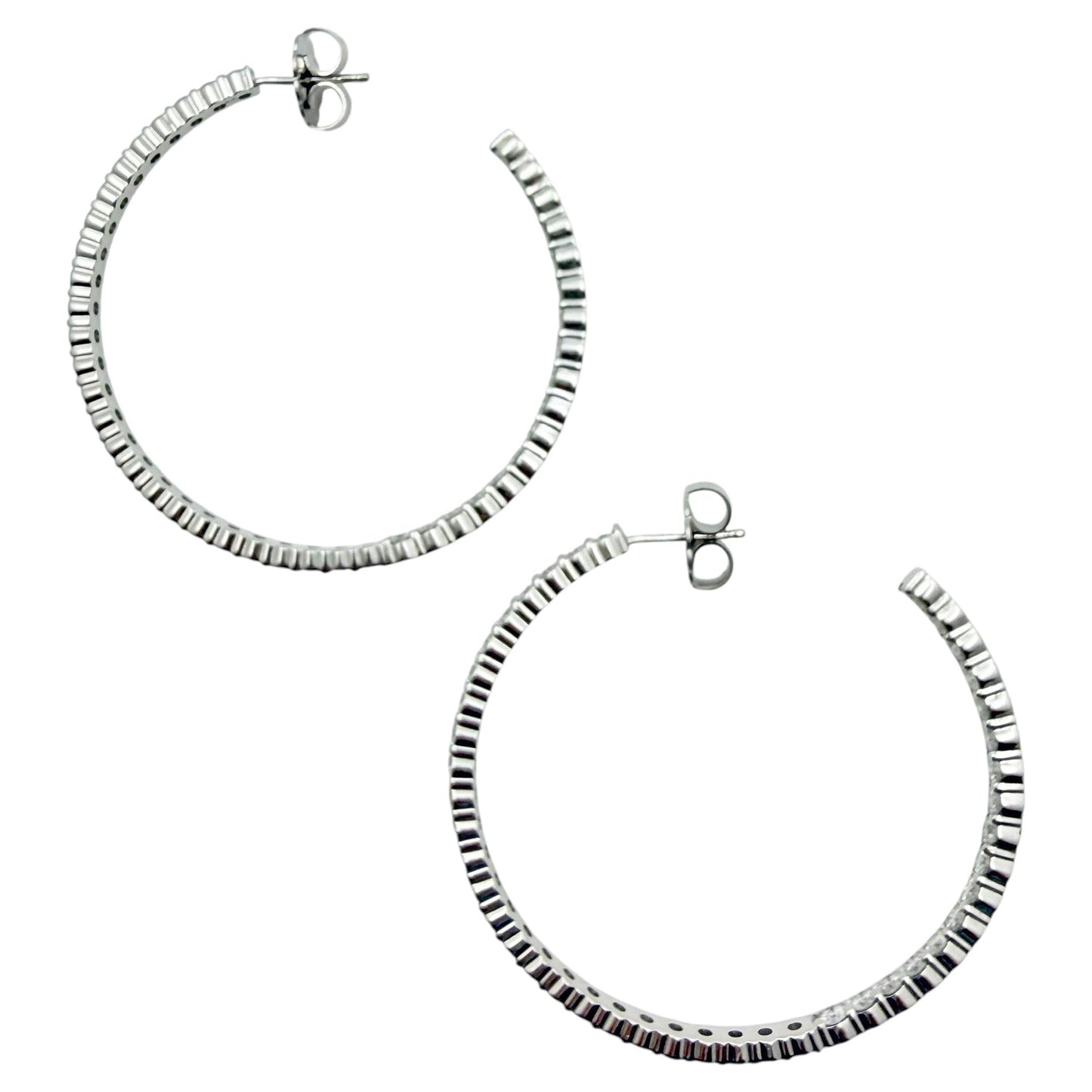 Kwiat - 6.49ct 18k White Gold Round Brilliant Diamond Hoop Earrings