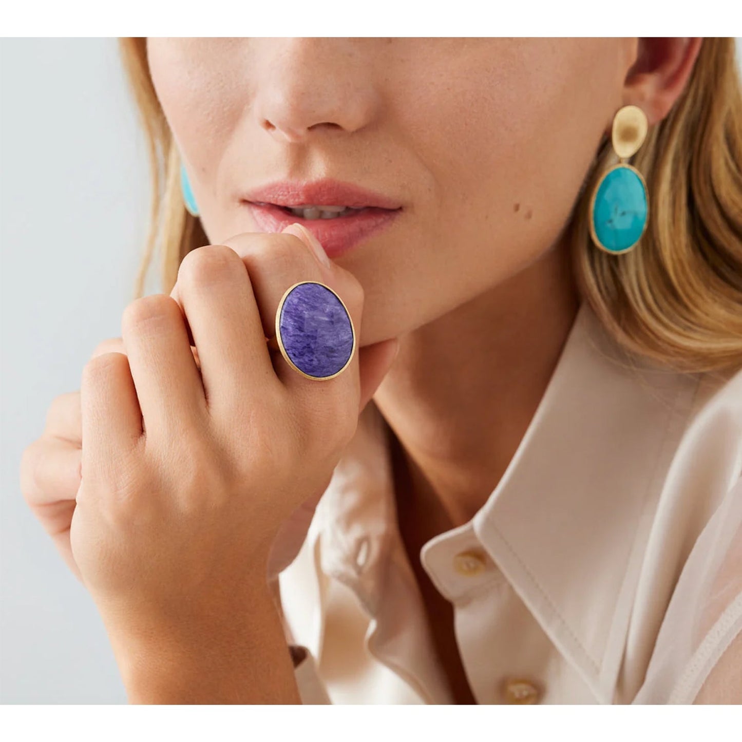 Marco Bicego - 18k Yellow Gold Charoite Lunaria Cocktail Ring