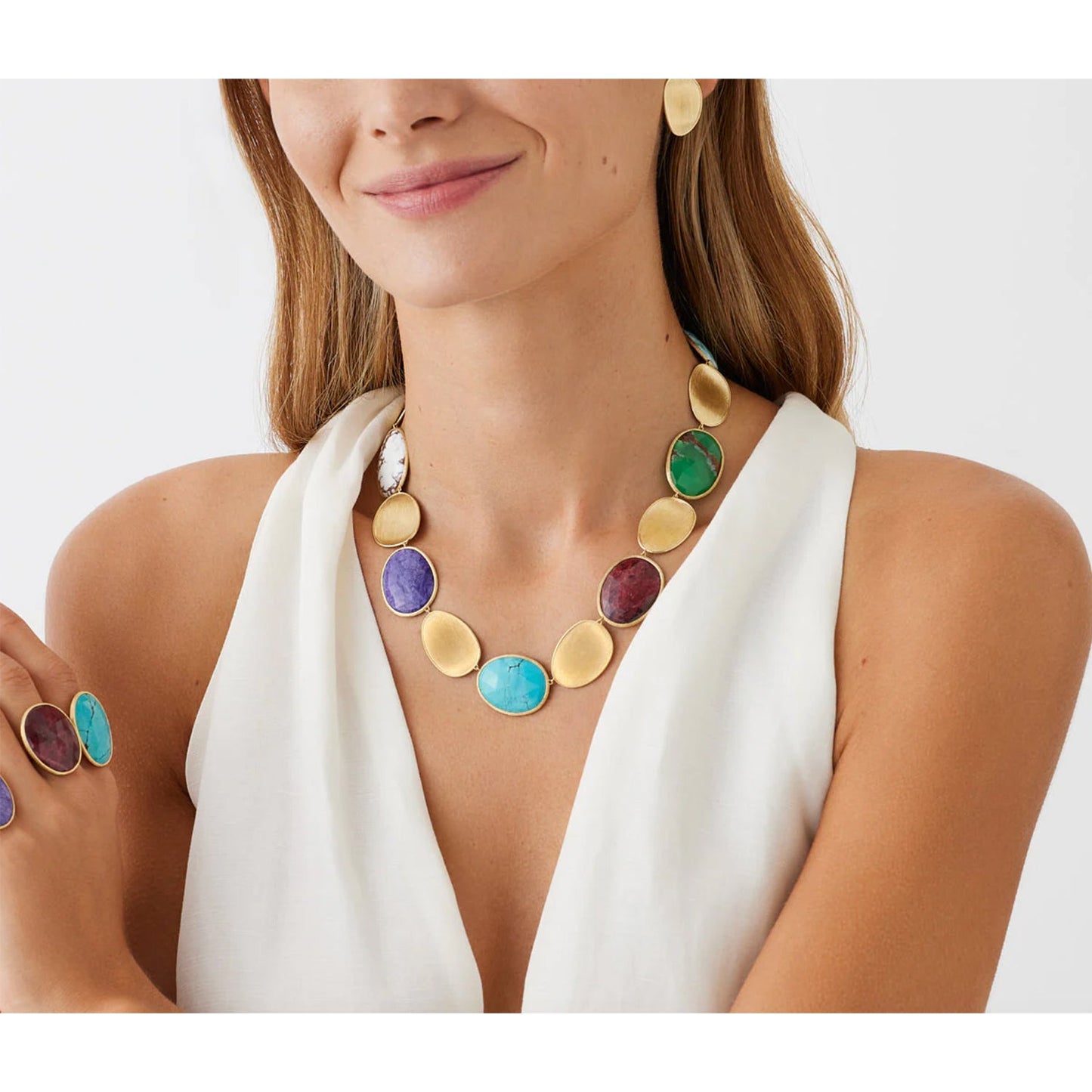 Marco Bicego - 18k Yellow Gold Mixed Gemstone Lunaria Necklace