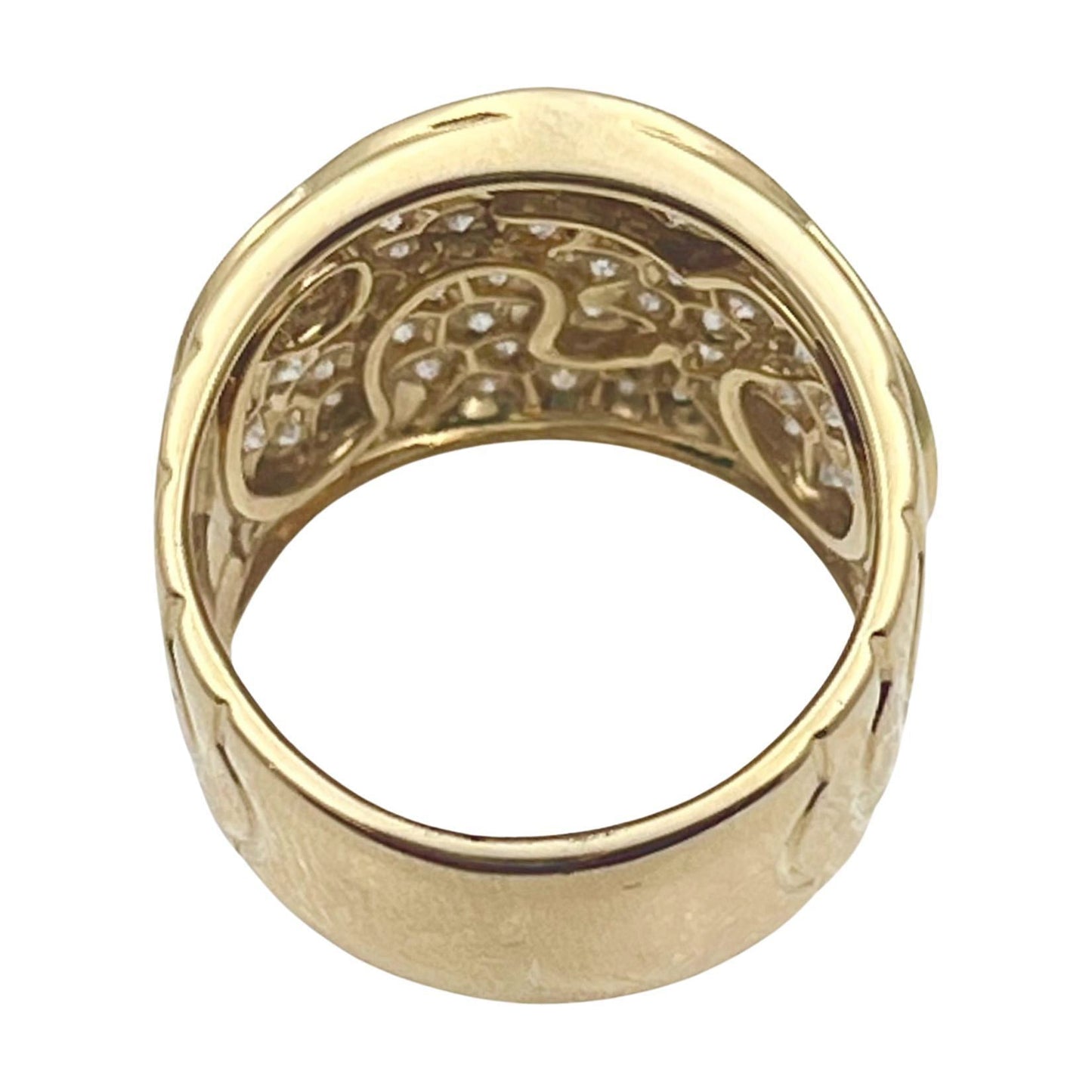 Marina B - Estate 18k Yellow Gold Diamond Onda Wide Band Ring