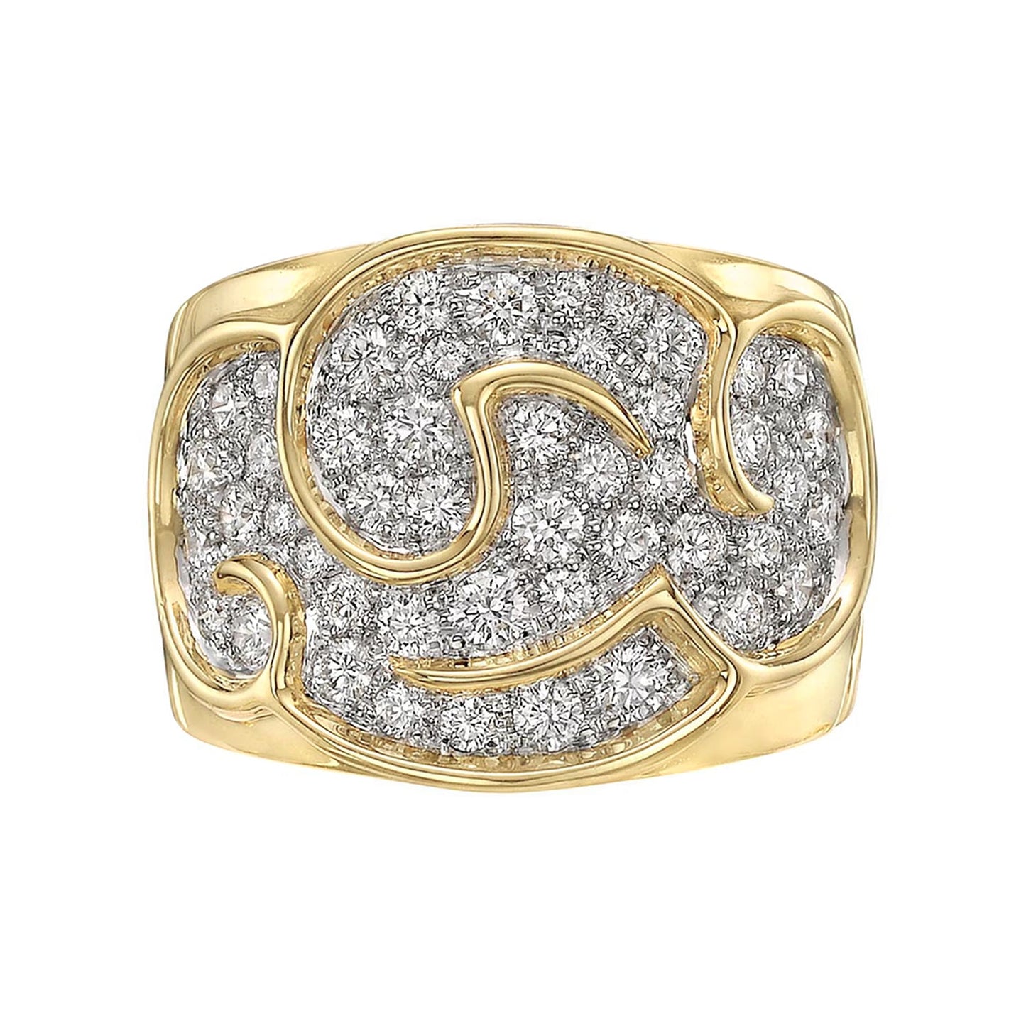 Marina B - Estate 18k Yellow Gold Diamond Onda Wide Band Ring