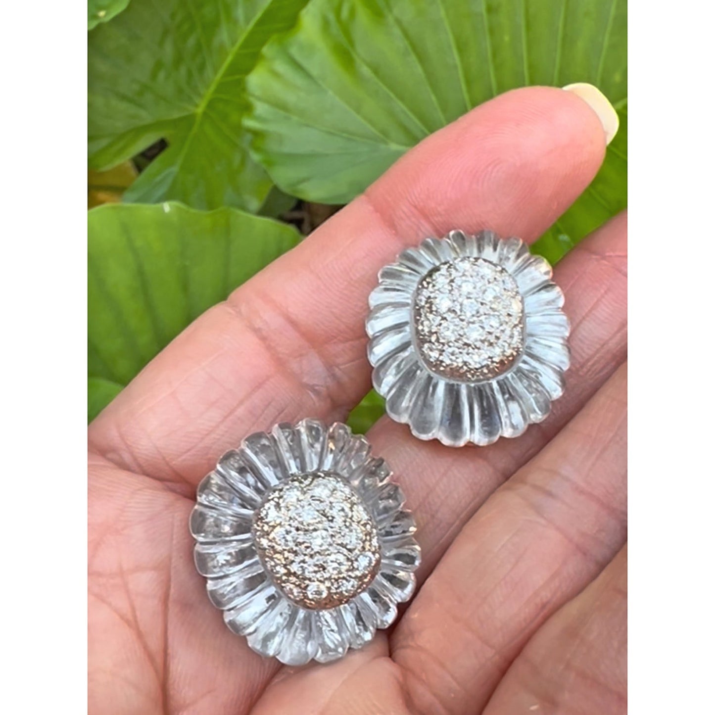 MAZ - Rock Crystal Pavé Diamond Clip Earrings