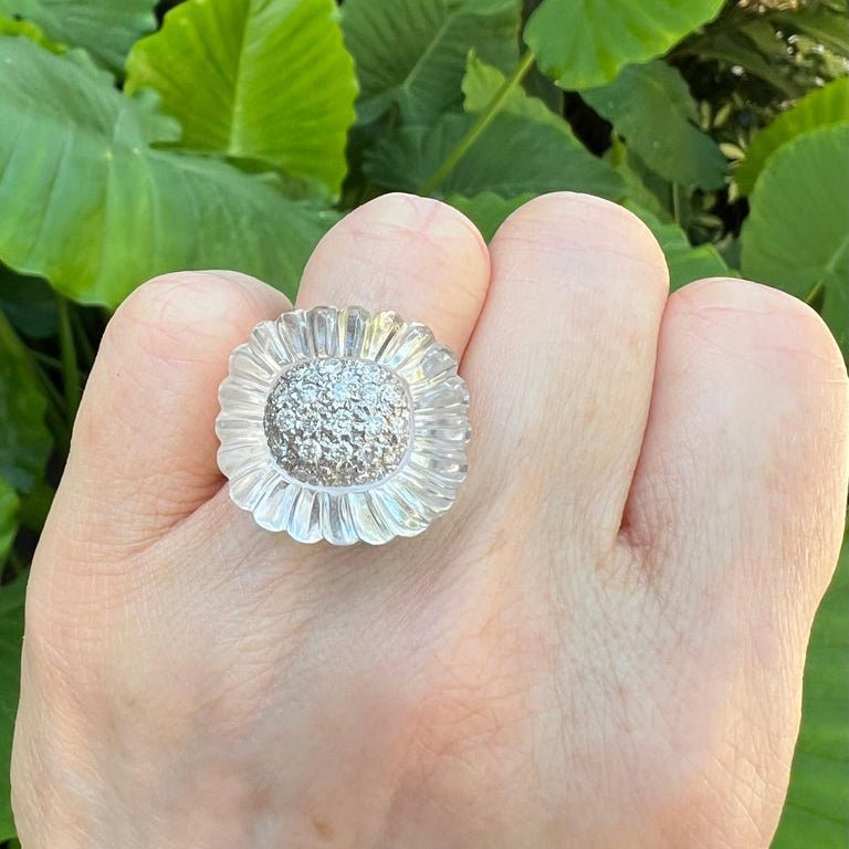 MAZ - Rock Crystal Pavé Diamond Cocktail Ring