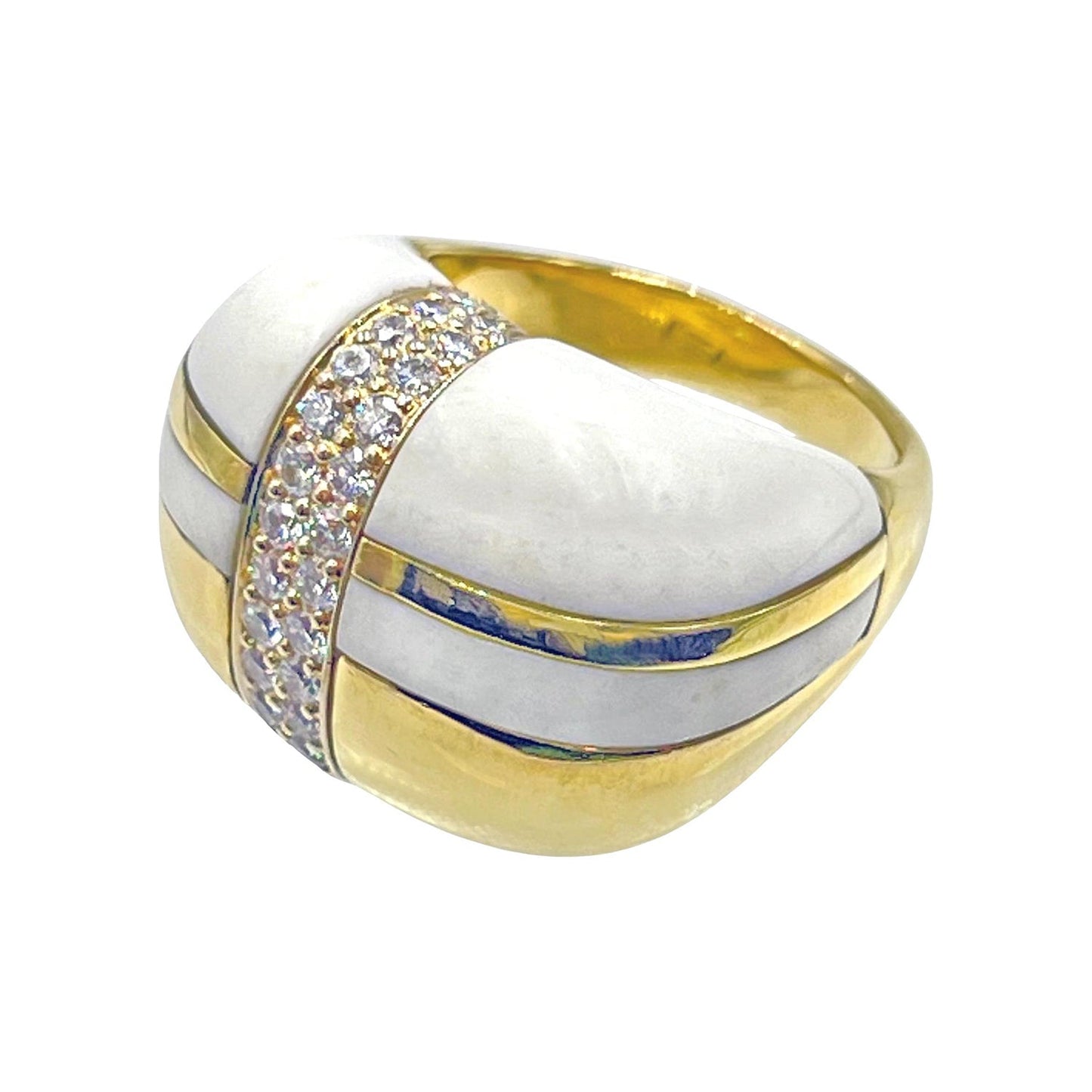 Nicholas Varney - 18k Yellow Gold Cocholong Diamond Plaid Ring